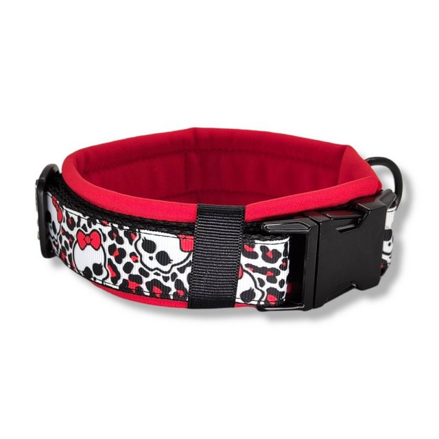 D by E Couture Hunde-Halsband “”Red Bow Skull III””, 30mm breit, Handmade