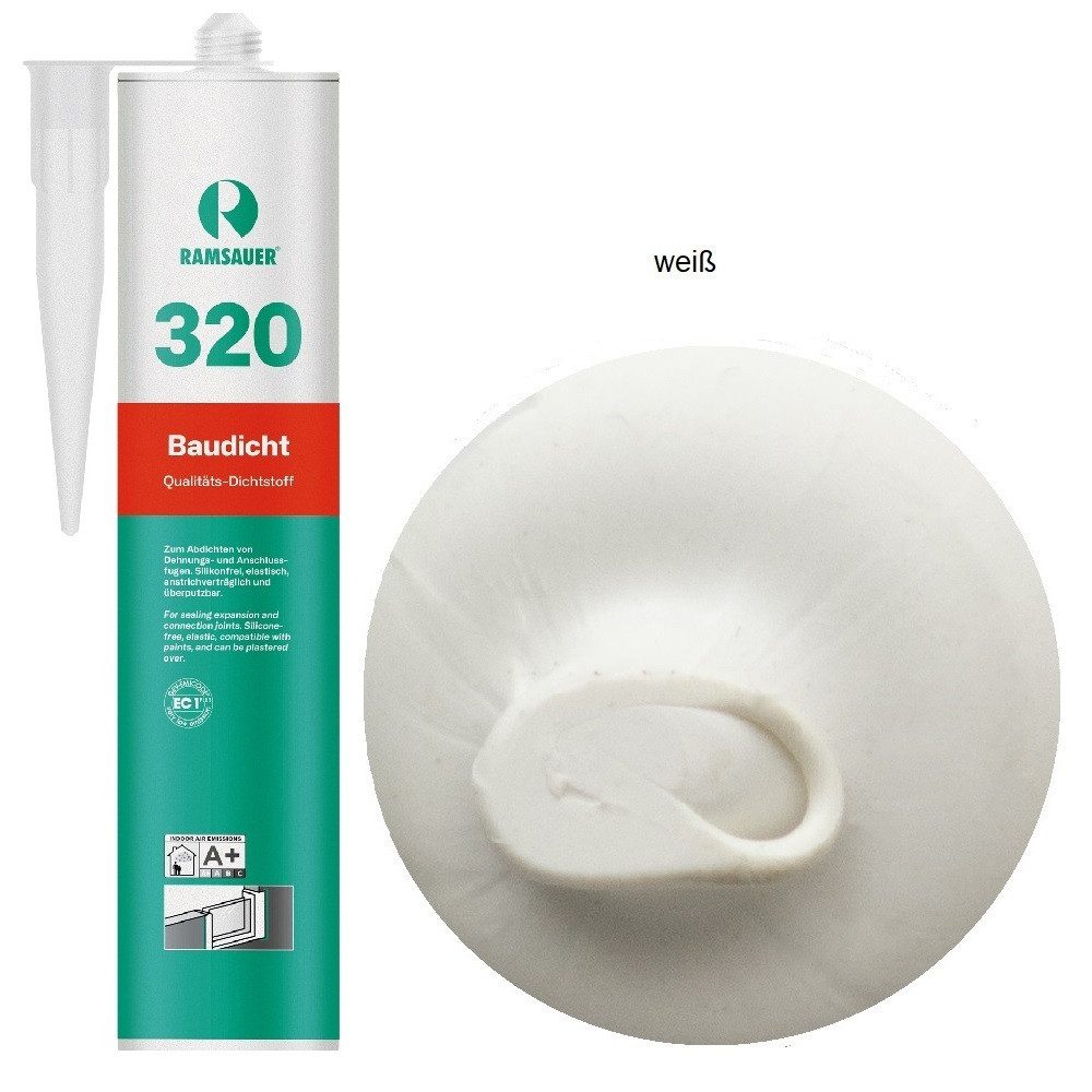 Ramsauer Dichtstoff Ramsauer 320 Baudicht Hybrid Dichtstoff 310ml Kartusche, gebracusfertig, Dichtstoff für Bau- und Anschlussfugen, Spenglerarbeiten.