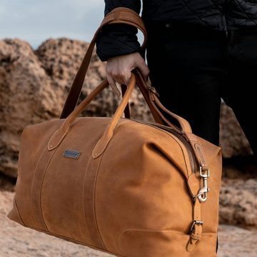 DRAKENSBERG Reisetasche Weekender »David« Cognac-Braun, aus vollnarbigem Premium Leder für Herren und Damen im Vintage-Design