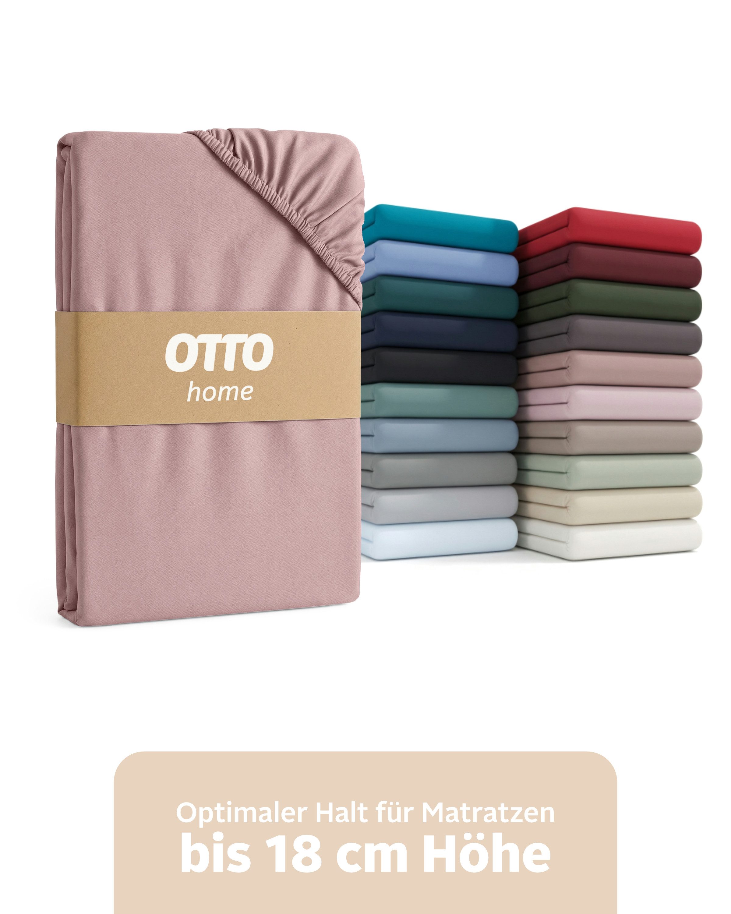 OTTO home Spannbettlaken Physalis Basic und PREMIUM Qualität, 100% Baumwolle, Jersey und Biber, Jersey (160 g/m), Gummizug: rundum, (1 Stück), Bettlaken für Matratzen bis 18 cm Höhe, Spannbetttuch, Laken