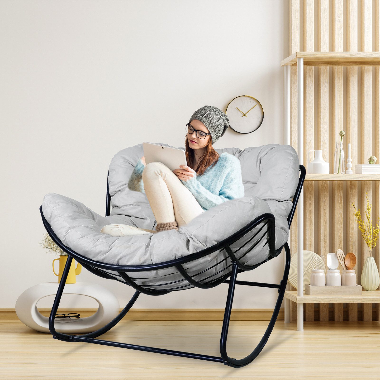 CCLIFE Schaukelsessel Schaukelstuhl Wohnzimmer Schaukelsessel Relaxstuhl günstig online kaufen