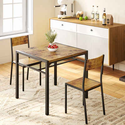 Bealife Essgruppe 3-tlg Esstisch mit Regalen und 2 Stühle,Küchetisch set