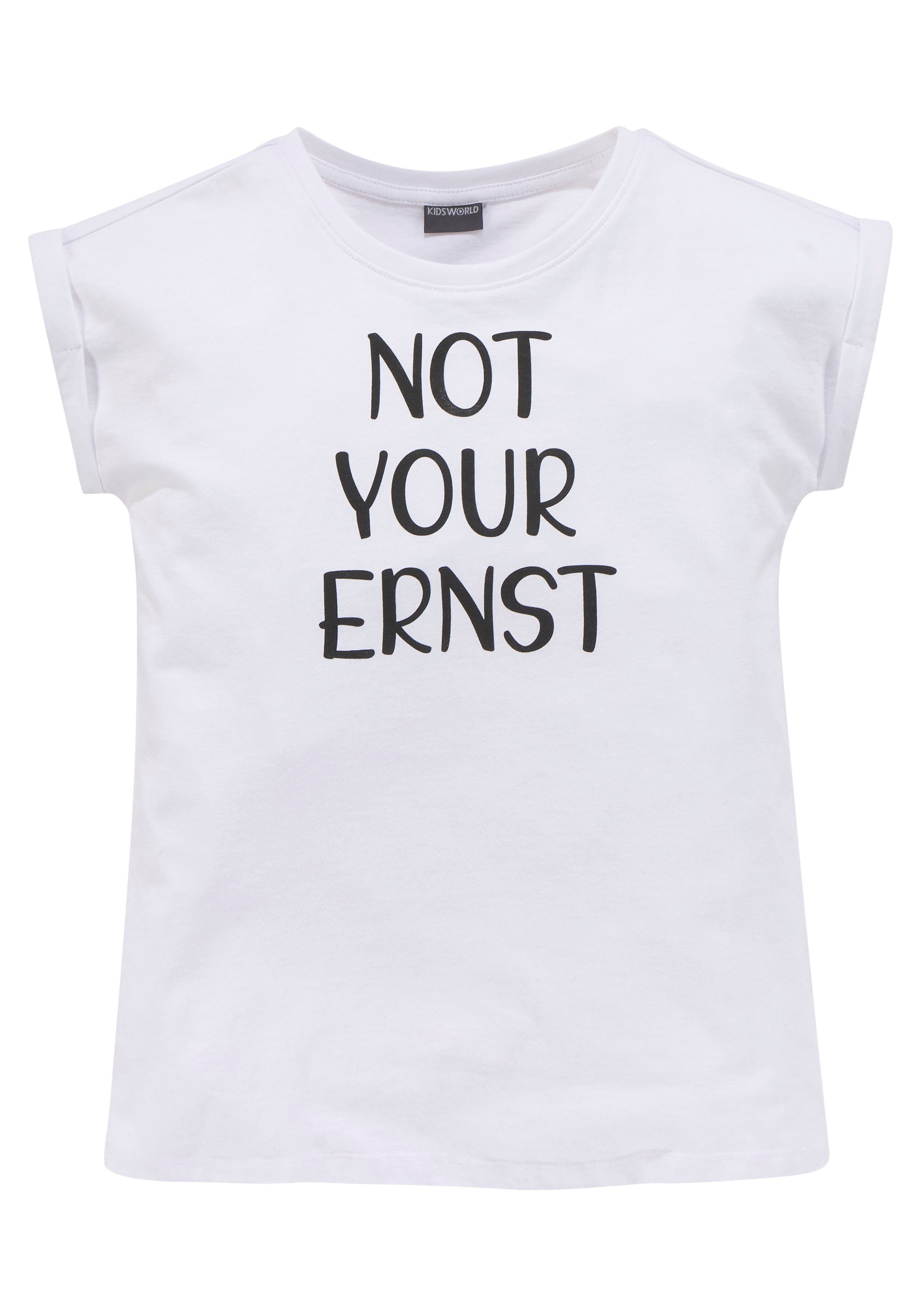 kleinem ERNST T-Shirt YOUR mit Ärmelaufschlag NOT Form KIDSWORLD legere