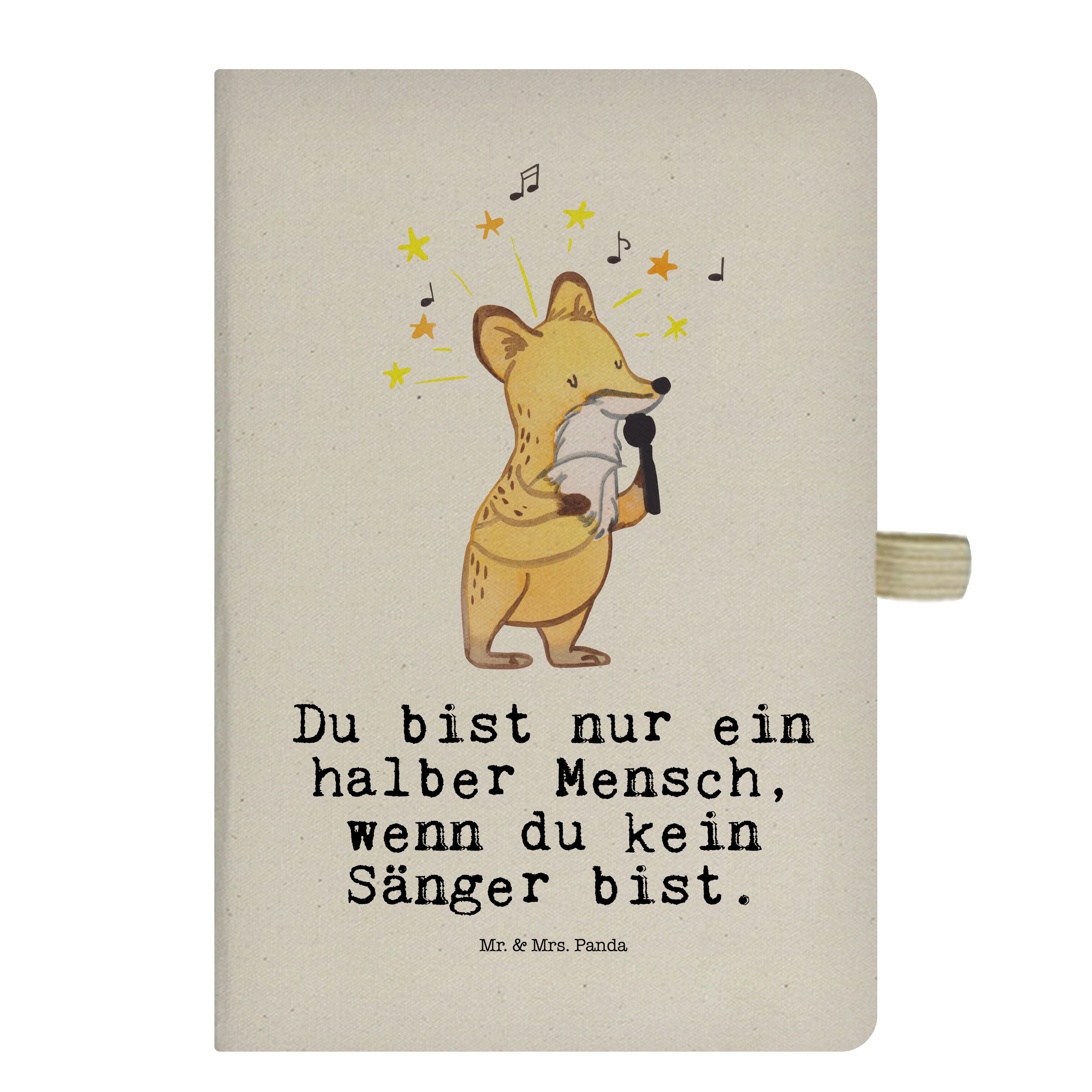 Mr. & Mrs. Panda Notizbuch Sänger mit Herz - Transparent - Geschenk, Schenken, Eintragebuch, Aus Mr. & Mrs. Panda