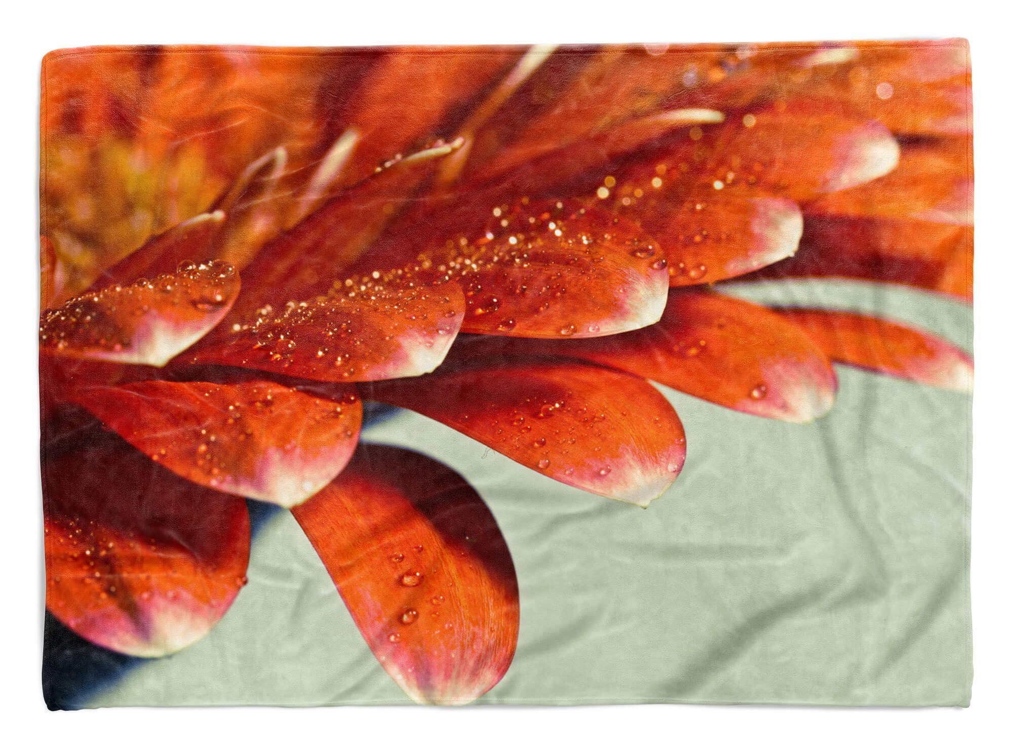 Kuscheldecke Sinus Strandhandtuch Art Fotomotiv mit Saunatuch Handtuch Handtuch Baumwolle-Polyester-Mix (1-St), Dahlie Handtücher rote, Blume
