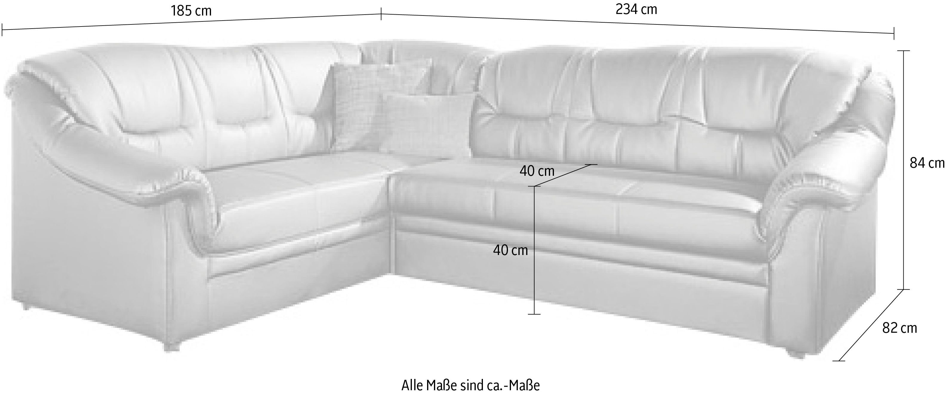 DOMO collection Ecksofa "Montana, zeitlose Rückensteppung, bequeme Armlehne günstig online kaufen