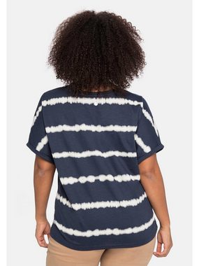 Sheego T-Shirt Große Größen im Batik-Look, überschnittene Schultern