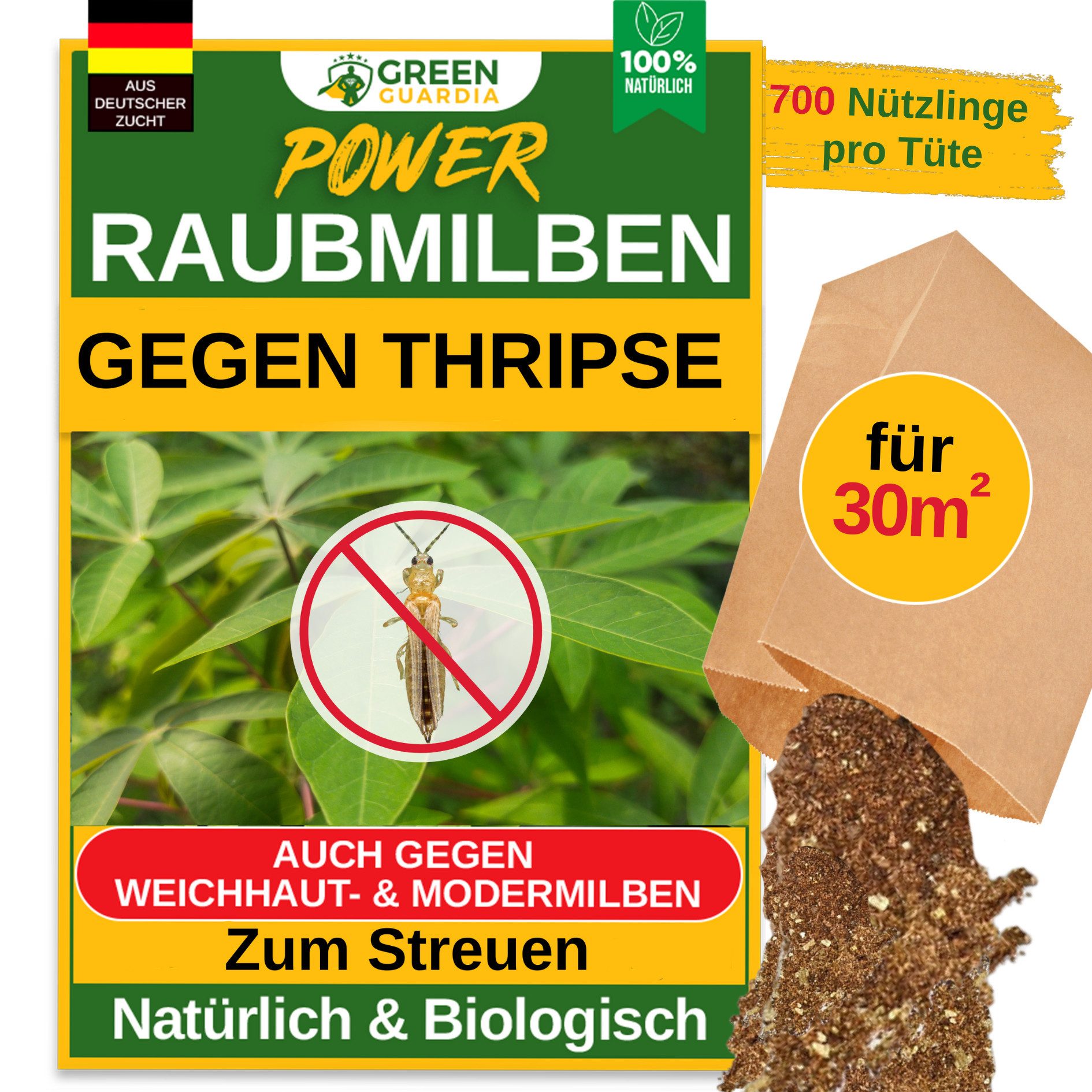 Insektenvernichter Raubmilben gegen Thripse - Streuware zum Streuen, umweltfreundlich