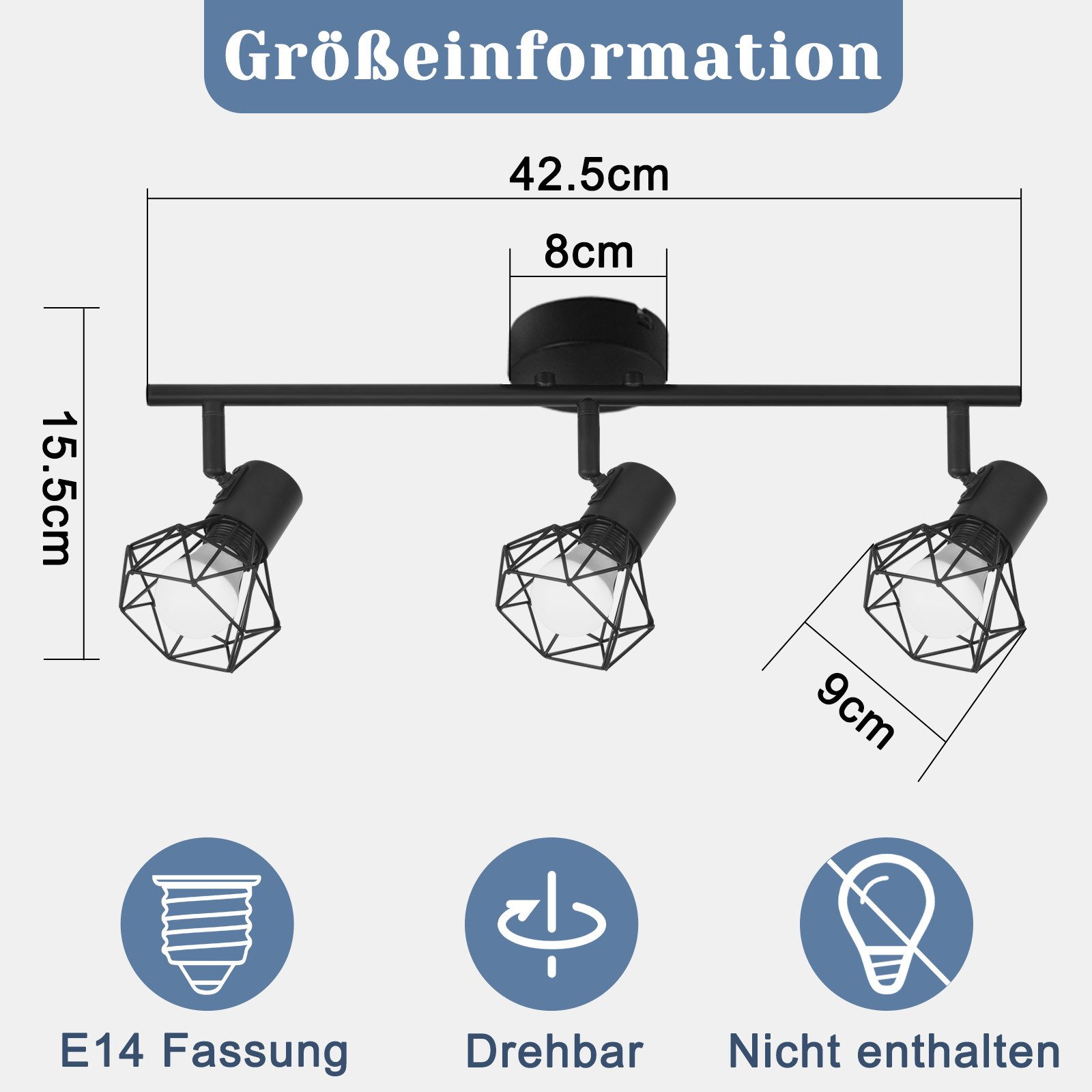 ZMH LED Deckenstrahler 3 Flammig Deckenspots - Weiß/Schwarz Retro Deckenlam günstig online kaufen