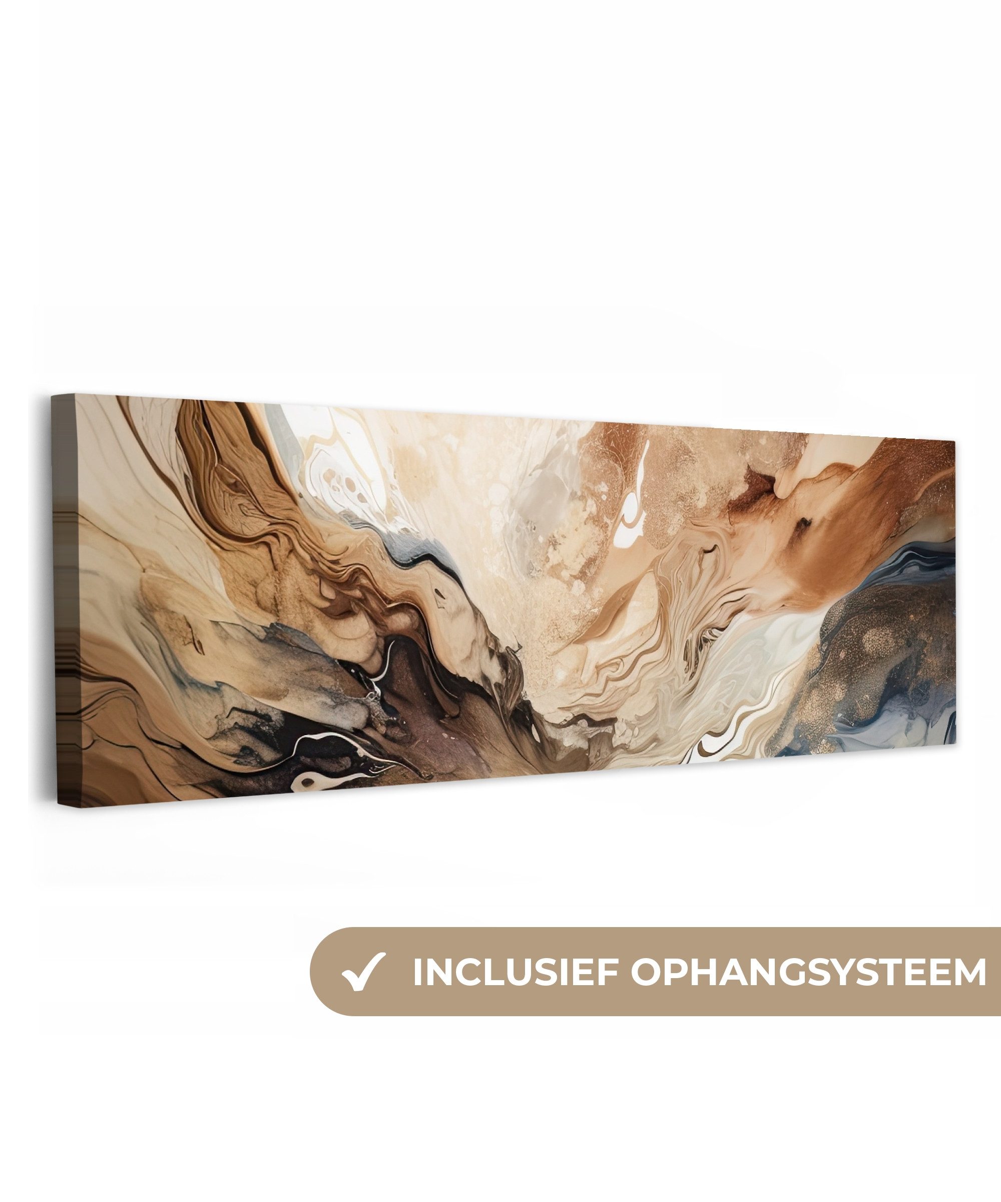 OneMillionCanvasses® Leinwandbild Panorama Abstrakt - Kunst - Farbe - Beige - Modern, Fotodruck (1 St), Wandbild XXL für Wohnzimmer Küche 120x40 cm