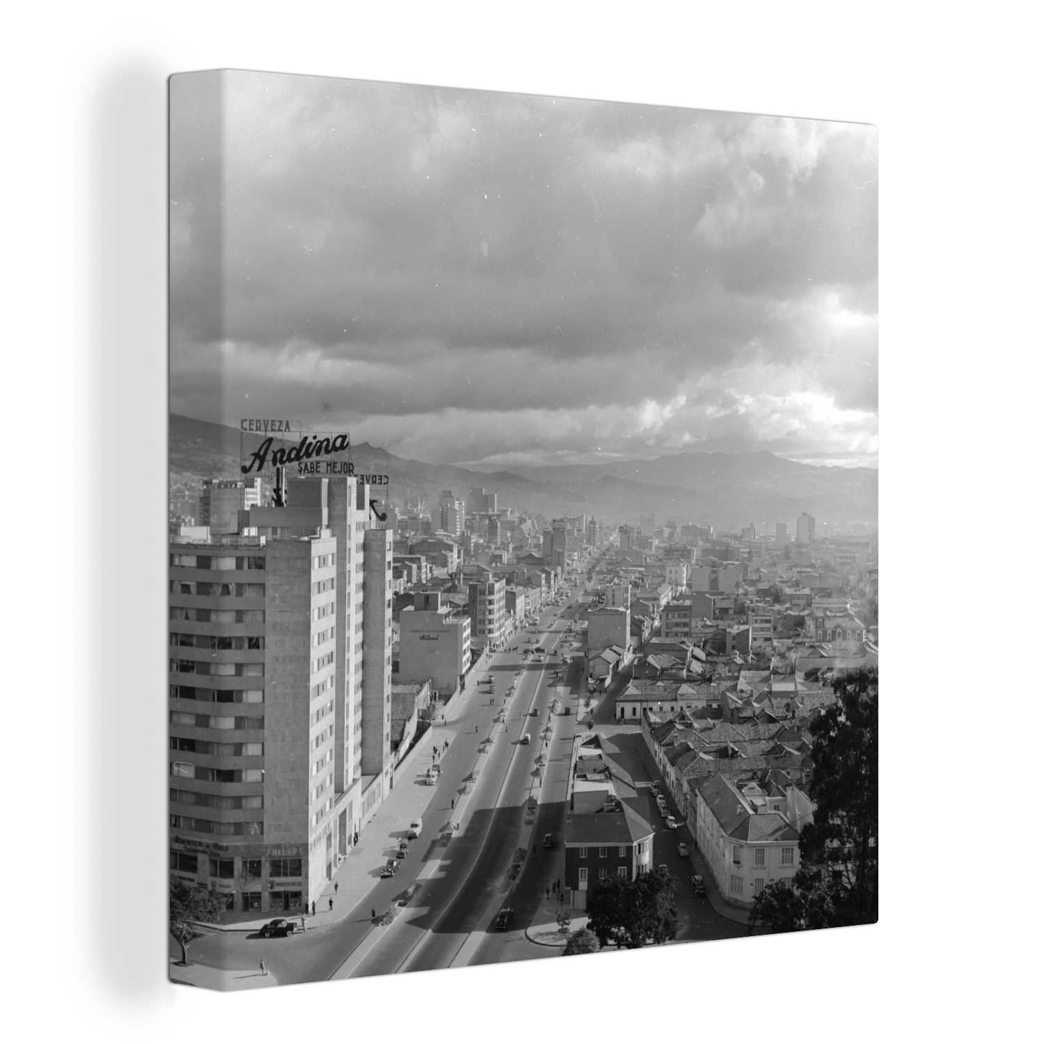 Schlafzimmer Kolumbien, von Leinwand Wohnzimmer (1 für St), Leinwandbild Bilder OneMillionCanvasses® Schwarz-Weiß-Foto Bogota,