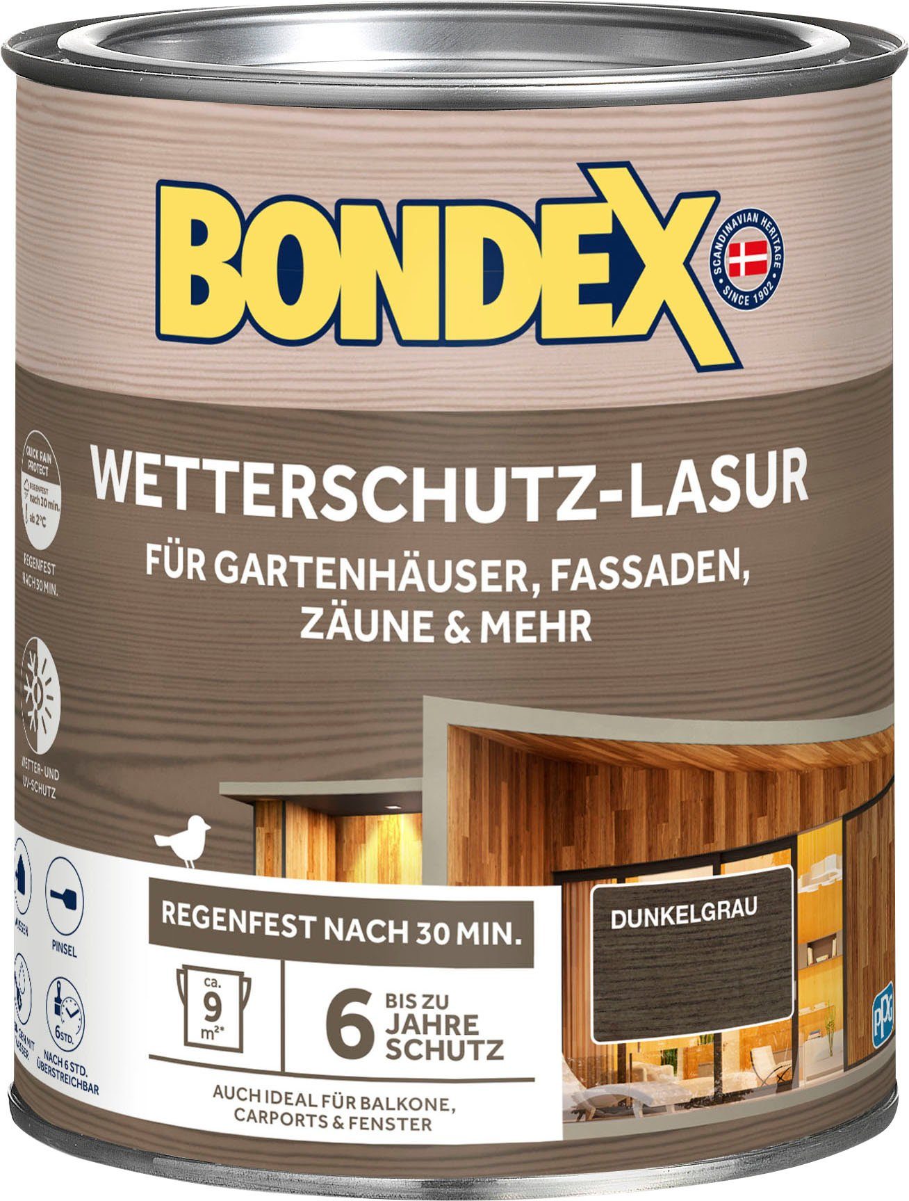 Bondex Holzschutzlasur Wetterschutzlasur, Semi transparent Dunkelgrau