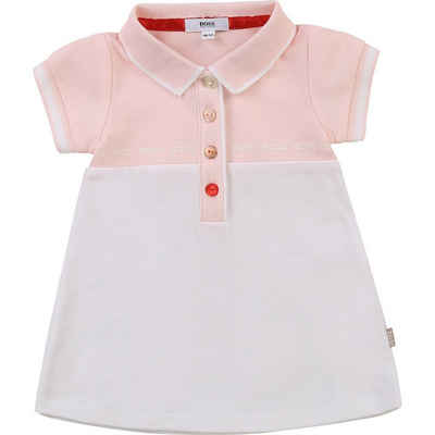 BOSS Polokleid BOSS Baby Kleid Polokleid rosa weiß rosegold Logo