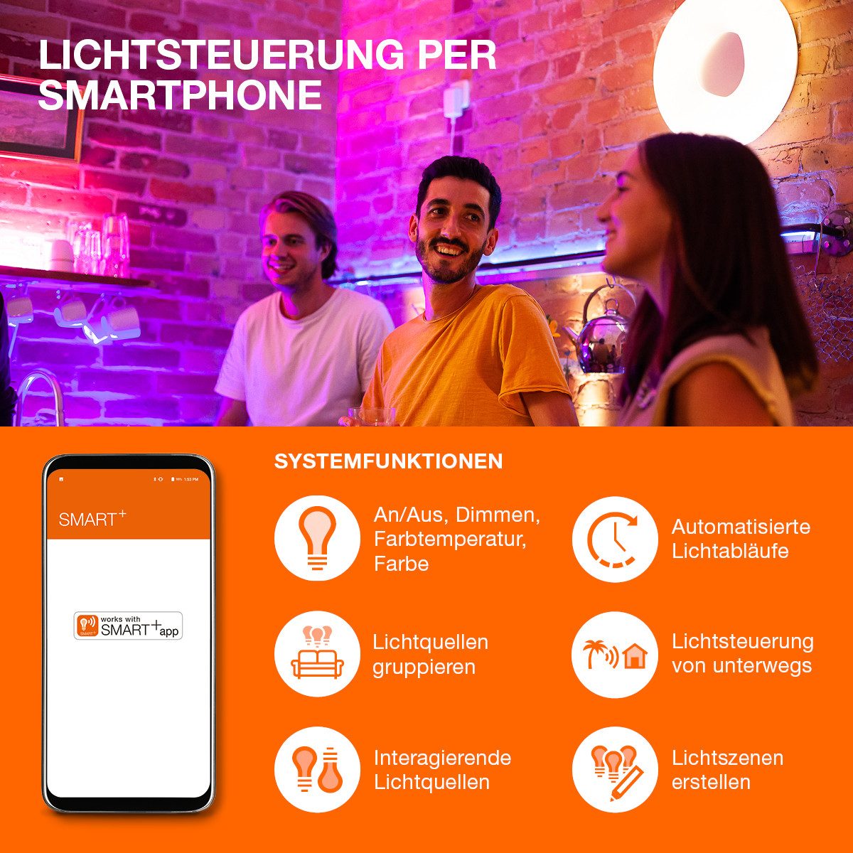 Ledvance LED-Leuchtmittel SMART+ Filament Candle Dimmable 40 4 W/2700 K E14, E14, 1 St., Warm weiß, Drahtlose Steuerung über App