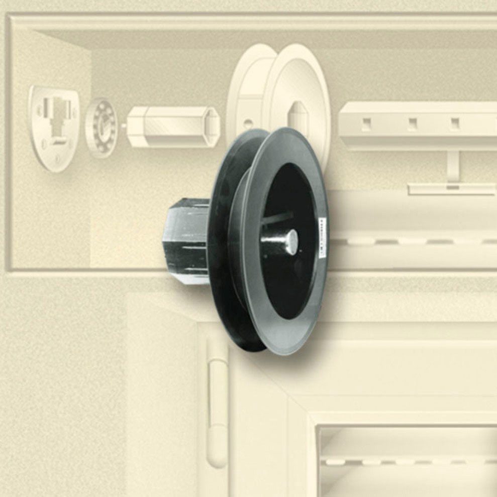 SCHELLENBERG Rollladen-Gurtscheibe Mini für 14 mm Gurtbreite und 40 mm Achtkantwelle, passendes Rollladenkasten-Zubehör, Durchmesser der Scheibe 10 cm