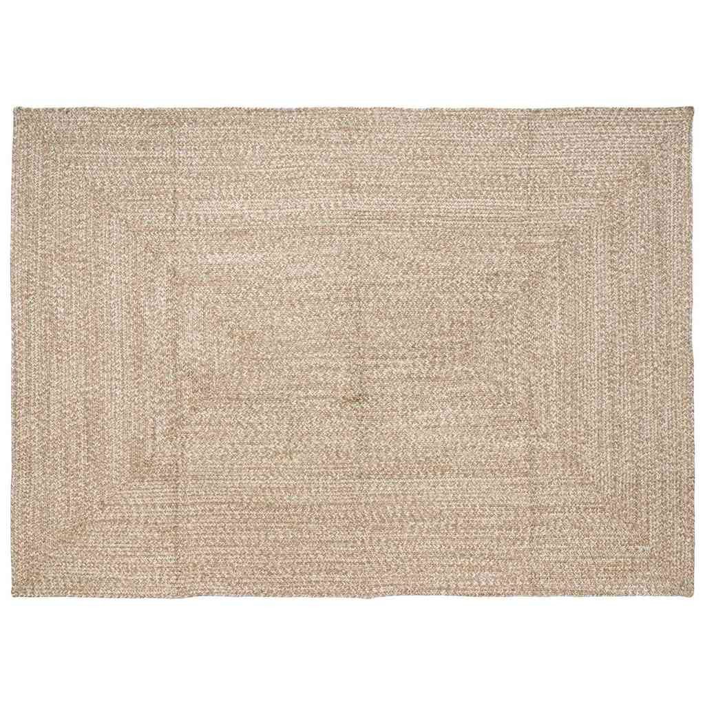 vidaXL Teppich Bereichsteppiche Natürlich und Weiß 200 x 290 cm Jute, Rechtwinklig