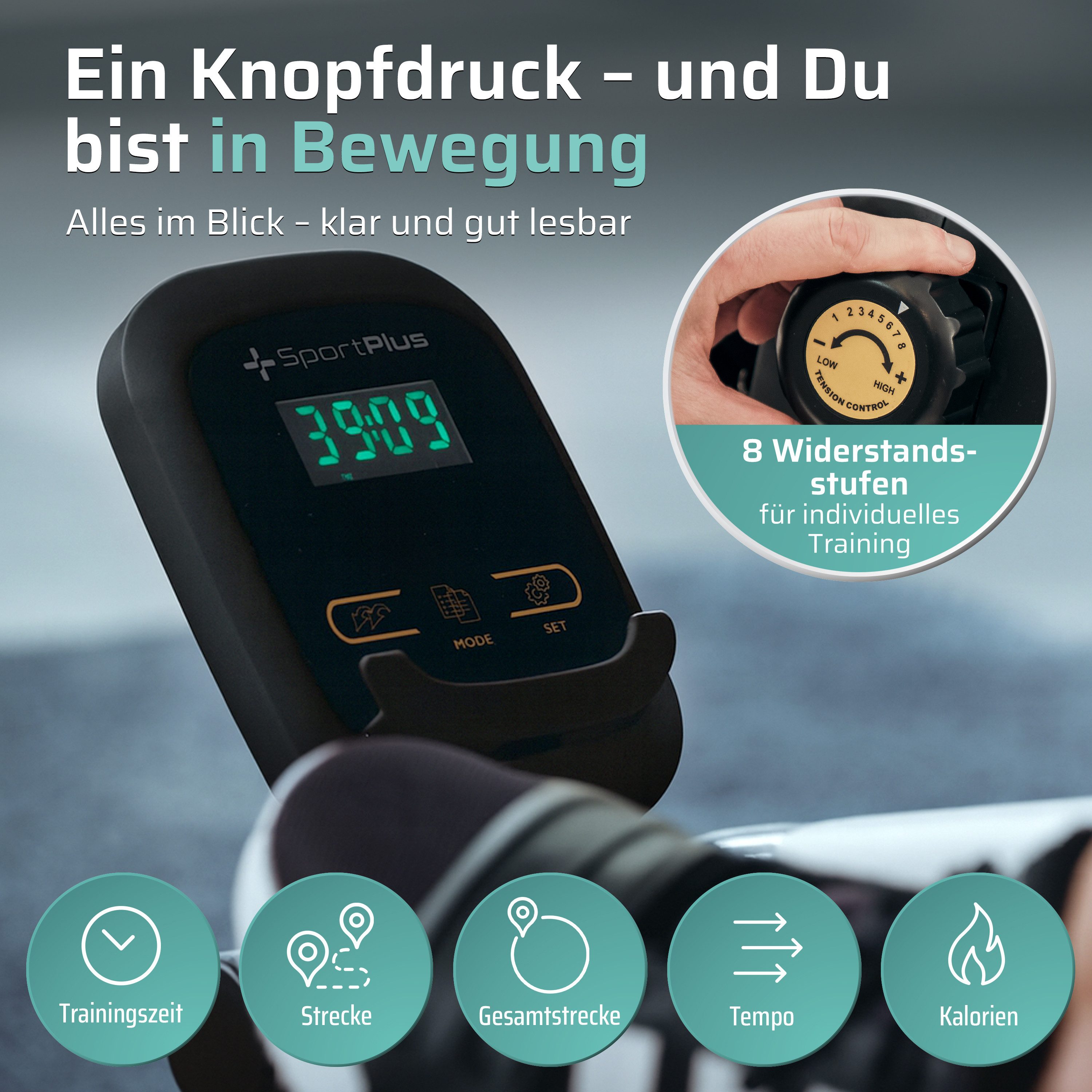 SportPlus Heimtrainer SP-HT-0100-B-iE, Beintrainer, Ausdauertraining am Schreibtisch, Mini-Heimtrainer