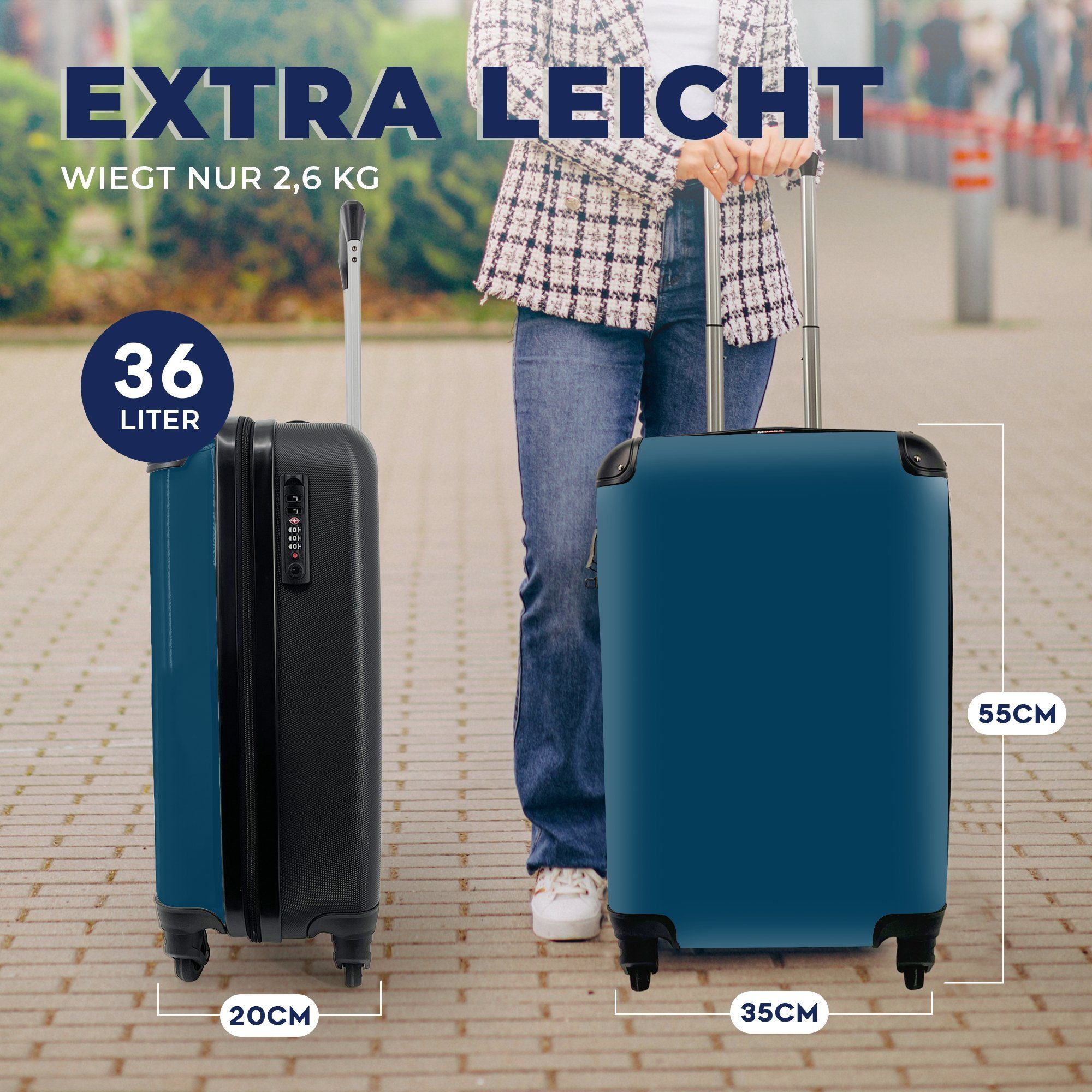 Rollen, Trolley, Ferien, - - für Handgepäck Handgepäckkoffer Reisekoffer Palette MuchoWow mit Farben, Indigo 4 rollen, Reisetasche