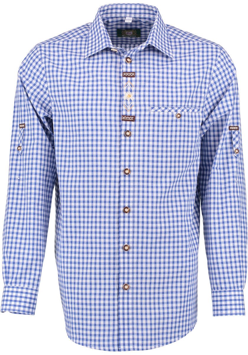 OS Trachten Trachtenhemd Smoba Langarmhemd mit Paspeltasche, Edelweiß-Stick günstig online kaufen