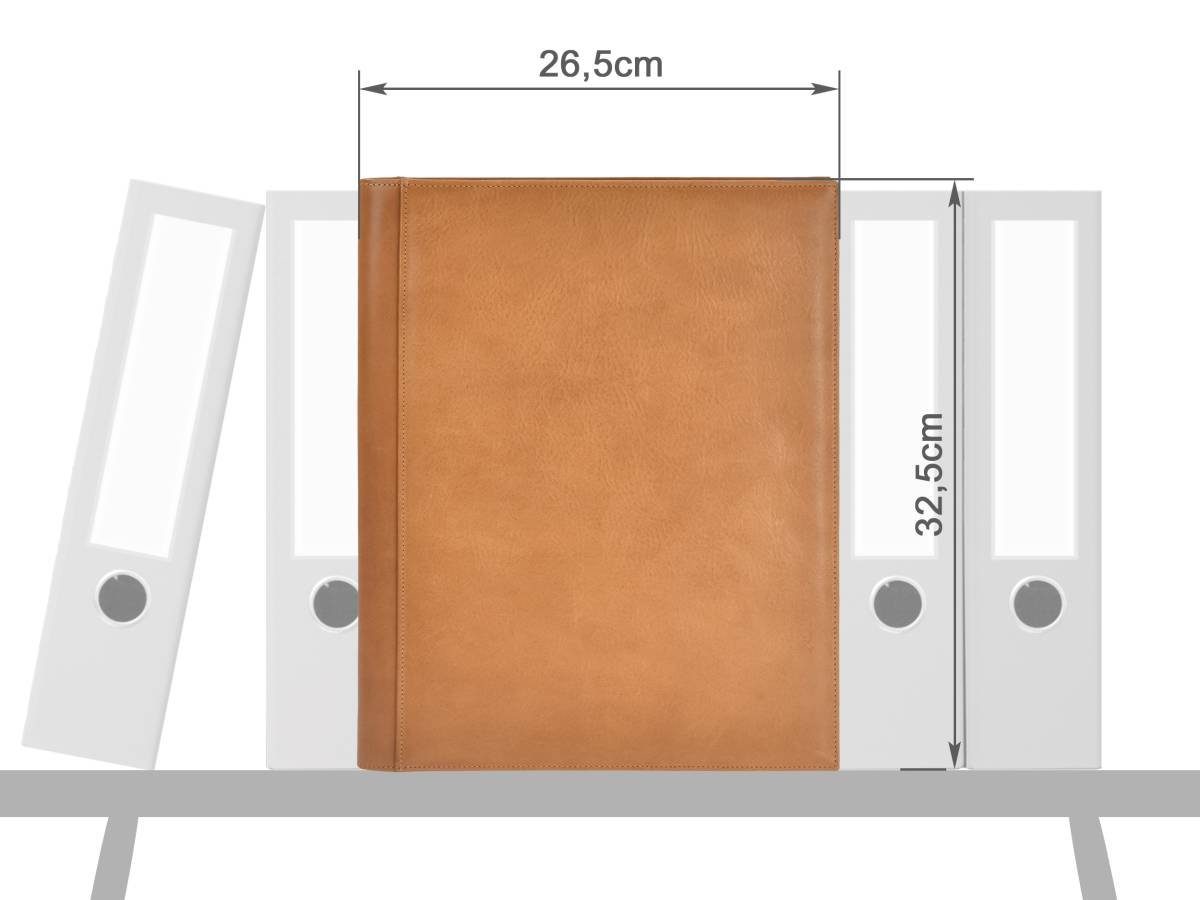 x Mappe, Schreibmappe Format, Sonnenleder Tolstoi, x naturbraun Leder, 2,5 32,5 A4 26,5 cm