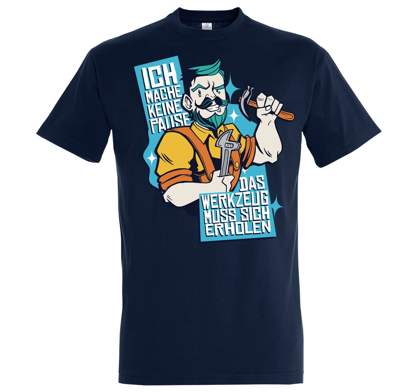Youth Designz T-Shirt Das Muss Frontprint Herren Erholen Sich lustigem Navyblau Shirt mit Handwerker Werkzeug
