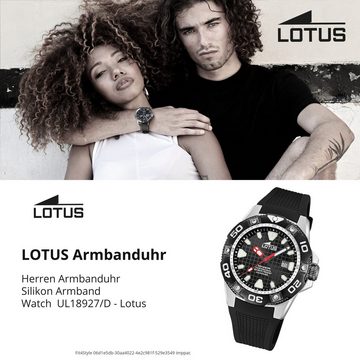 Lotus Chronograph Lotus Herrenuhr Silikon schwarz Lotus, (Chronograph), Herren Armbanduhr rund, groß (ca. 45mm), Edelstahl