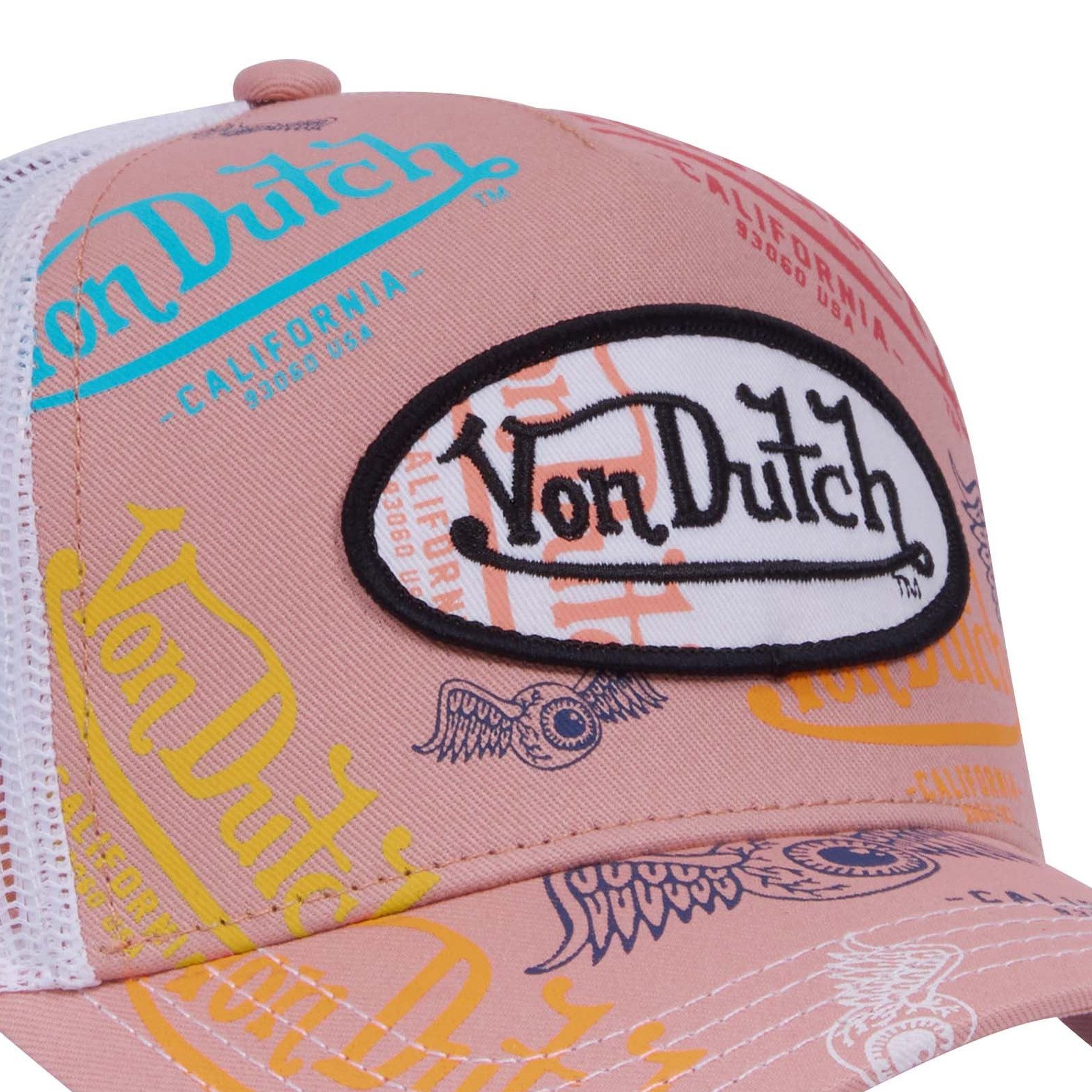 Von Dutch Trucker Cap Von Dutch Originals Trucker Cap - Allover GRAFITTI Logo Patch (Basecap, Basecap, Meshcap, Trucker Kappe) viele kleine Logo-Prints