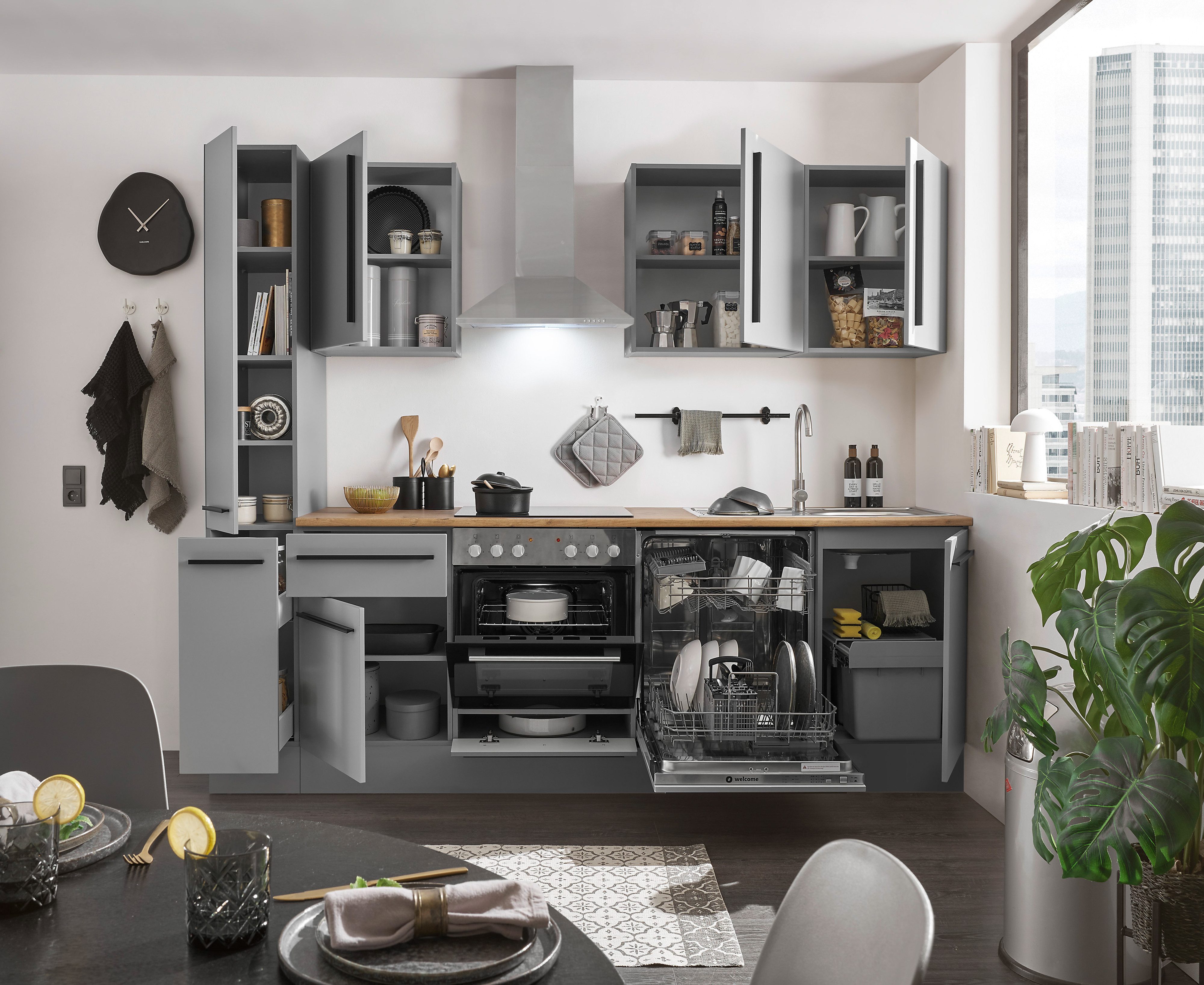 BASIC by Balculina Winkelküche Denver, Küche BxHxT 250 x 211 x 60, Breite 250 cm, wahlweise mit E-Geräten und Induktion