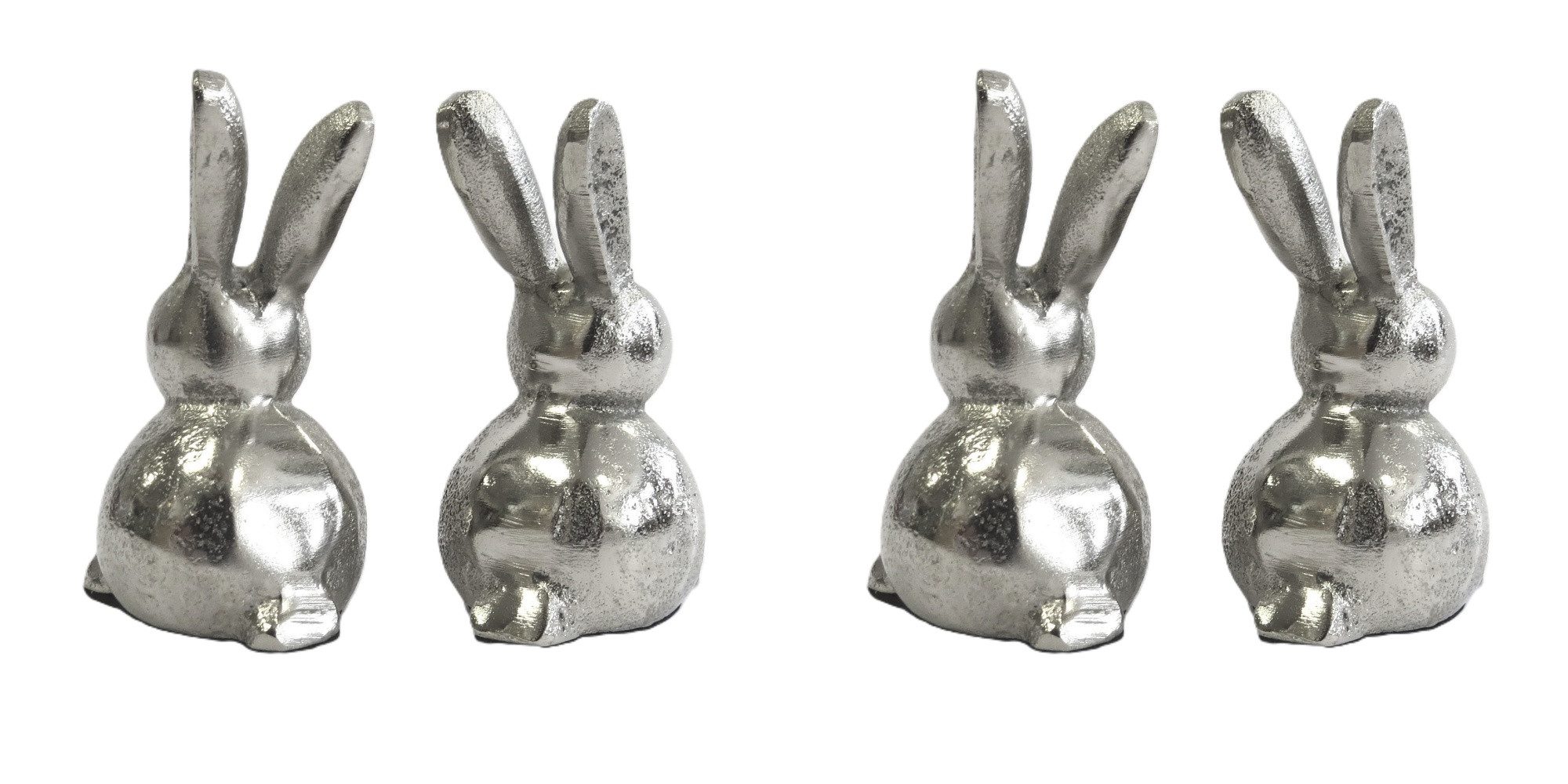 colmore Osterhase Osterhasen Silber Metall Vintage 4er Set Tischdekoration 8 cm (4 St), Retro Stil