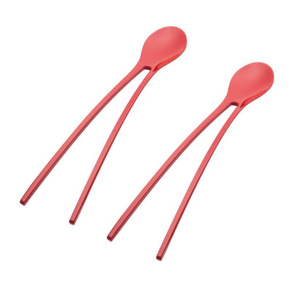 KOZIOL Kunststofflöffel Twinny Stäbchenlöffel Strawberry 2er Set