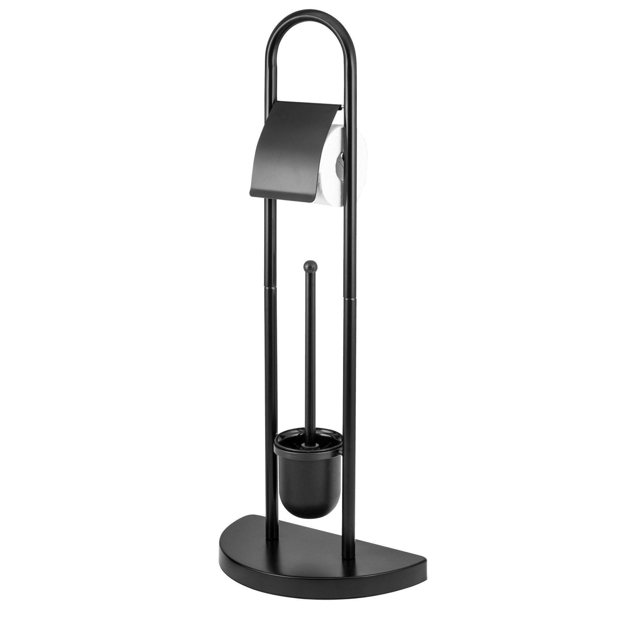 bremermann WC-Garnitur mit Rollen- und Bürstenhalter, schwerer Fuß, schwarz