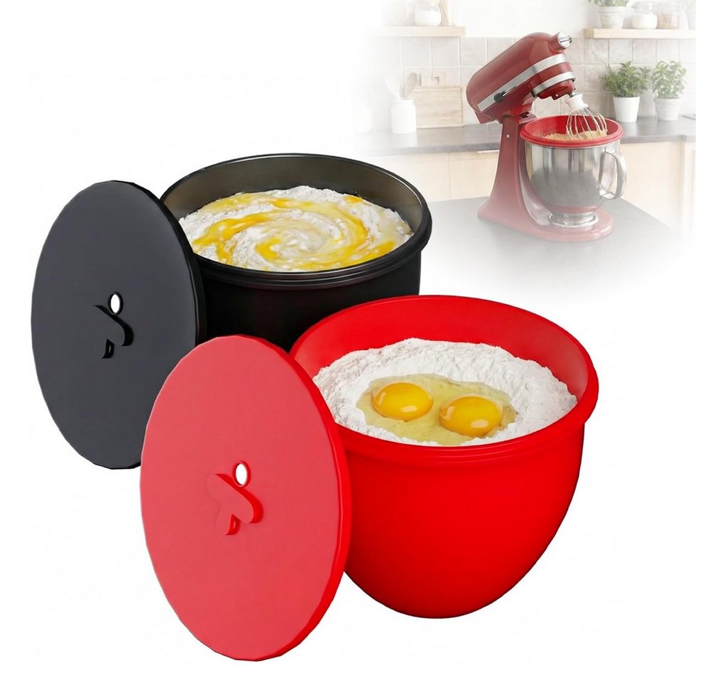 TUWENA Küchenmaschinenschüssel 2 Stück Silikoneinsatz mit Deckel-kompatibel mit KitchenAid 5Qt (4,8L), (2-tlg), Lebensmittelecht Schüssel-Einsatz, Kalt-Warm, Spülmaschinengeeignet