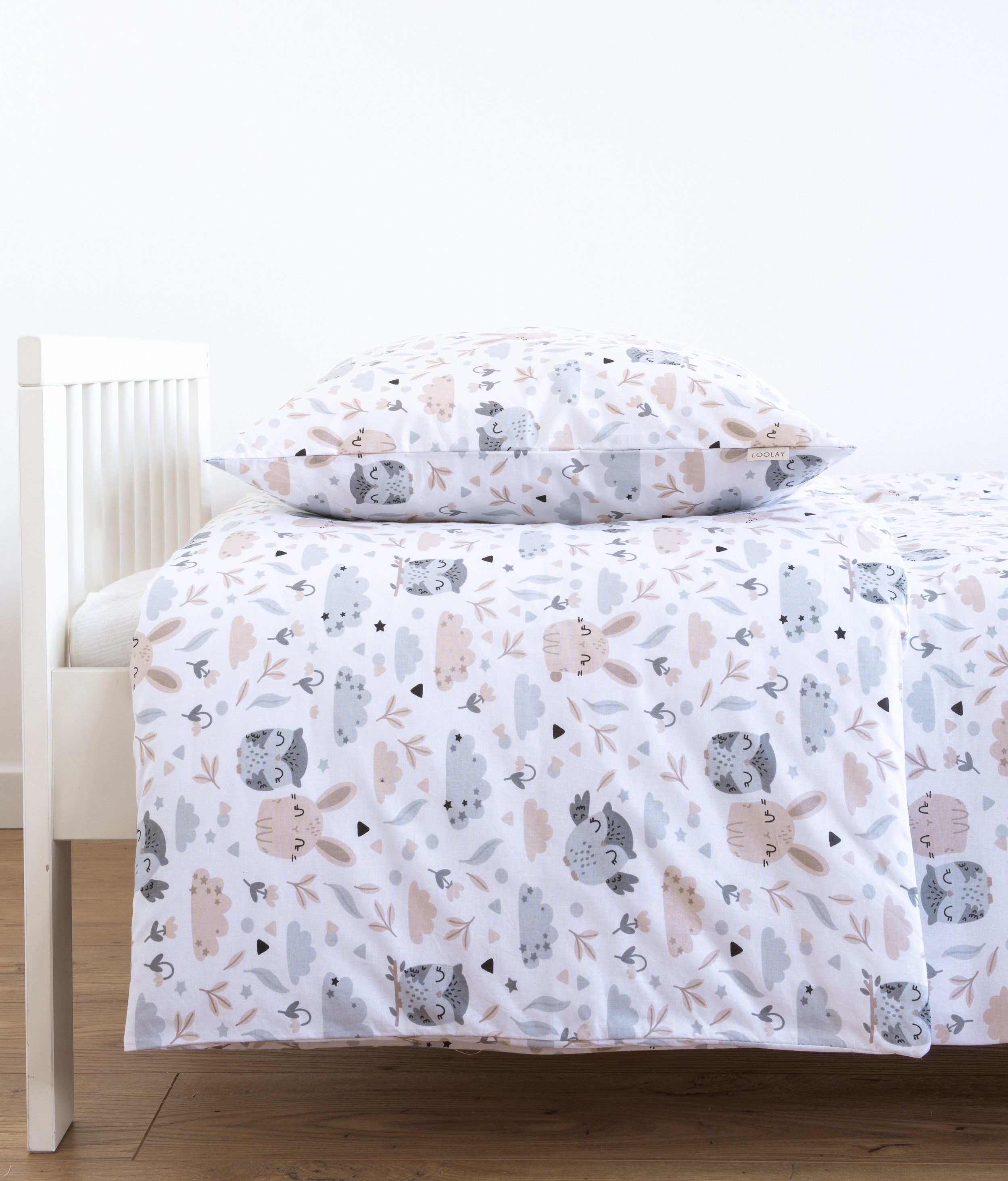Loolay Bettwäsche HASE Eule Beige Weiss günstig online kaufen