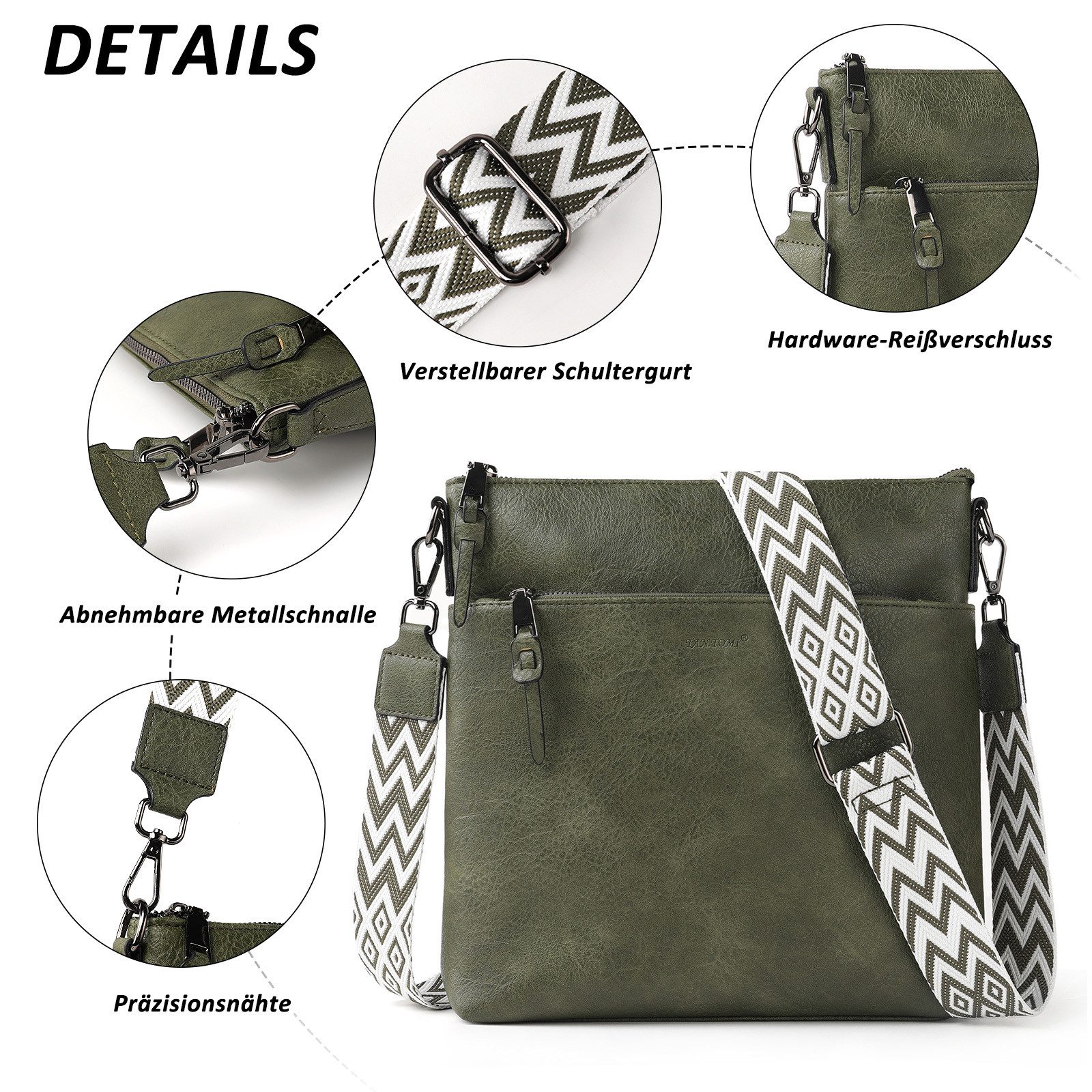 TAN.TOMI Schultertasche Damen Handtasche Crossbody Bag Tasche shopper Freizeit leicht (Für Pendeln Reise Campus Sport Rucksäcke), Umhängetasche Beuteltasche Crossover BodyBag Viel Stauraum