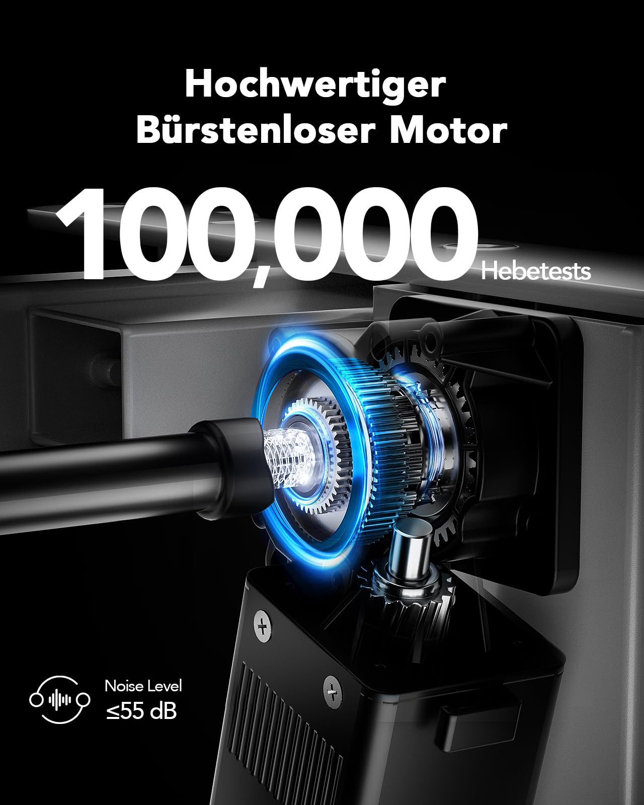 Huanuo Schreibtisch Elektrisch Höhenverstellbarer Schreibtisch (Höhenverstellbarer Schreibtisch 140x80cm), 25MM Ganze Tischplatte mit Bürstenloser Motor