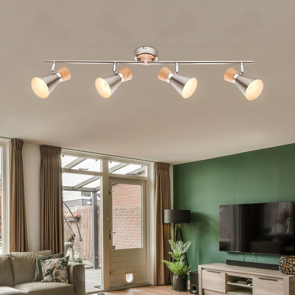 etc-shop LED Wohn Strahler Balken Spot inklusive, Leuchtmittel Warmweiß, Deckenleuchte, Holz Decken Leuchte Zimmer Lampe