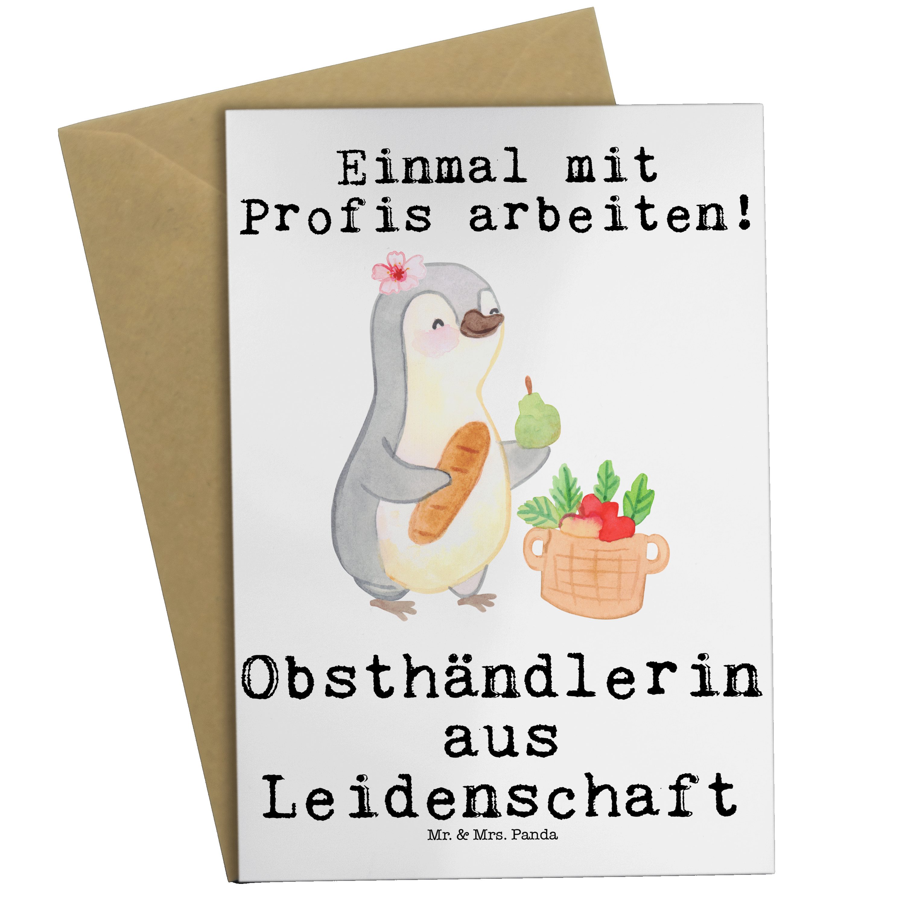 Mr. & Mrs. Panda Grußkarte Obsthändlerin aus Leidenschaft - Weiß - Geschenk, Glückwunschkarte, H