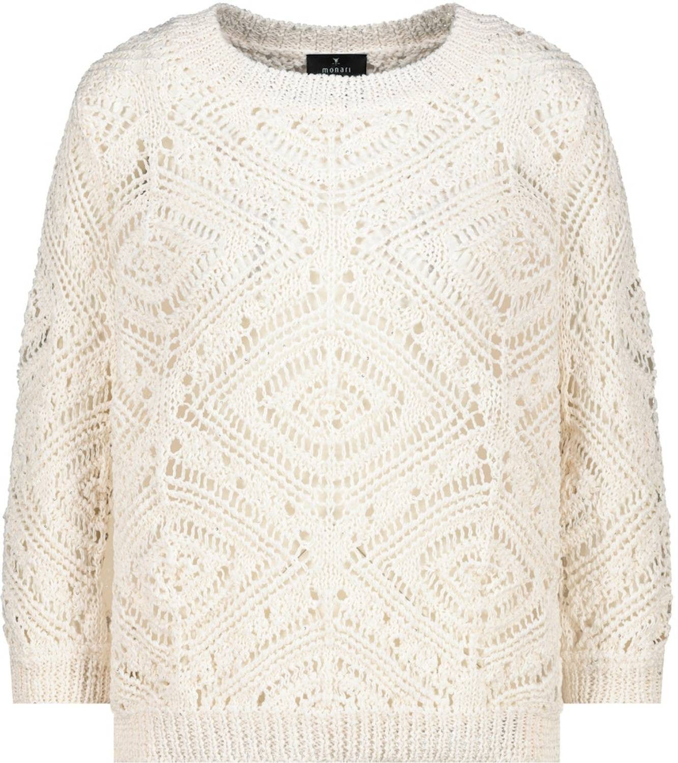 Monari Rundhalspullover 410261 Filigranes Ajour-Muster