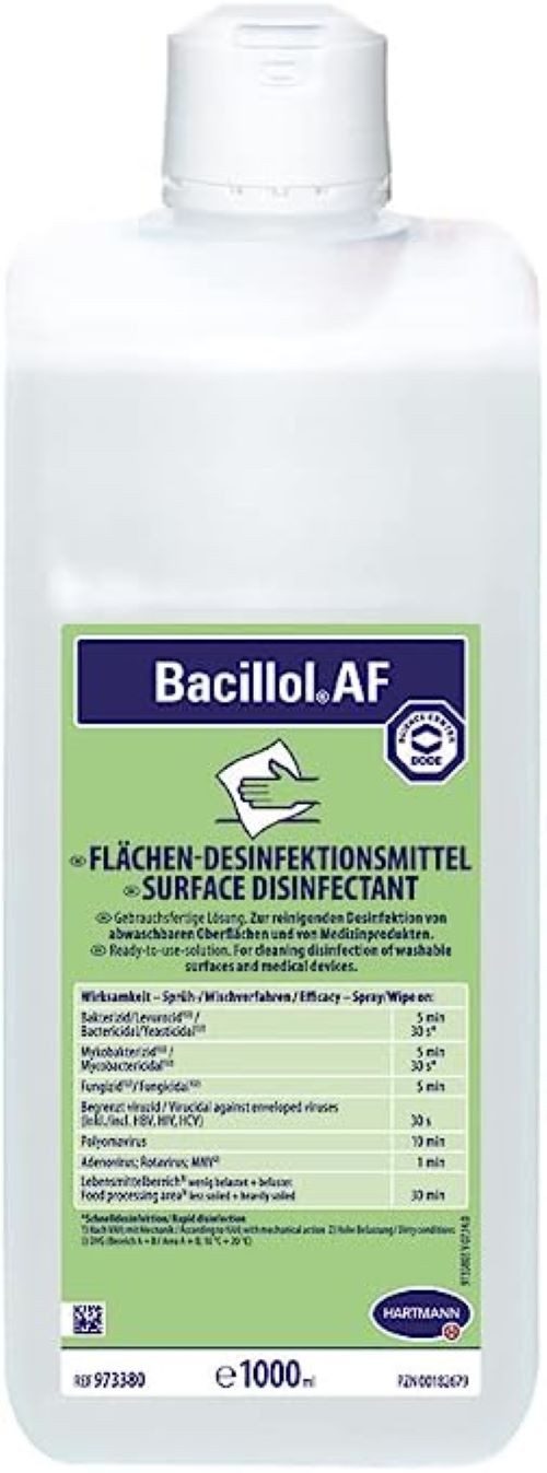 HARTMANN Bacillol AF 5 x 500 ml mit 5 Einmalpumpen lang Oberflächen-Desinfektionsmittel