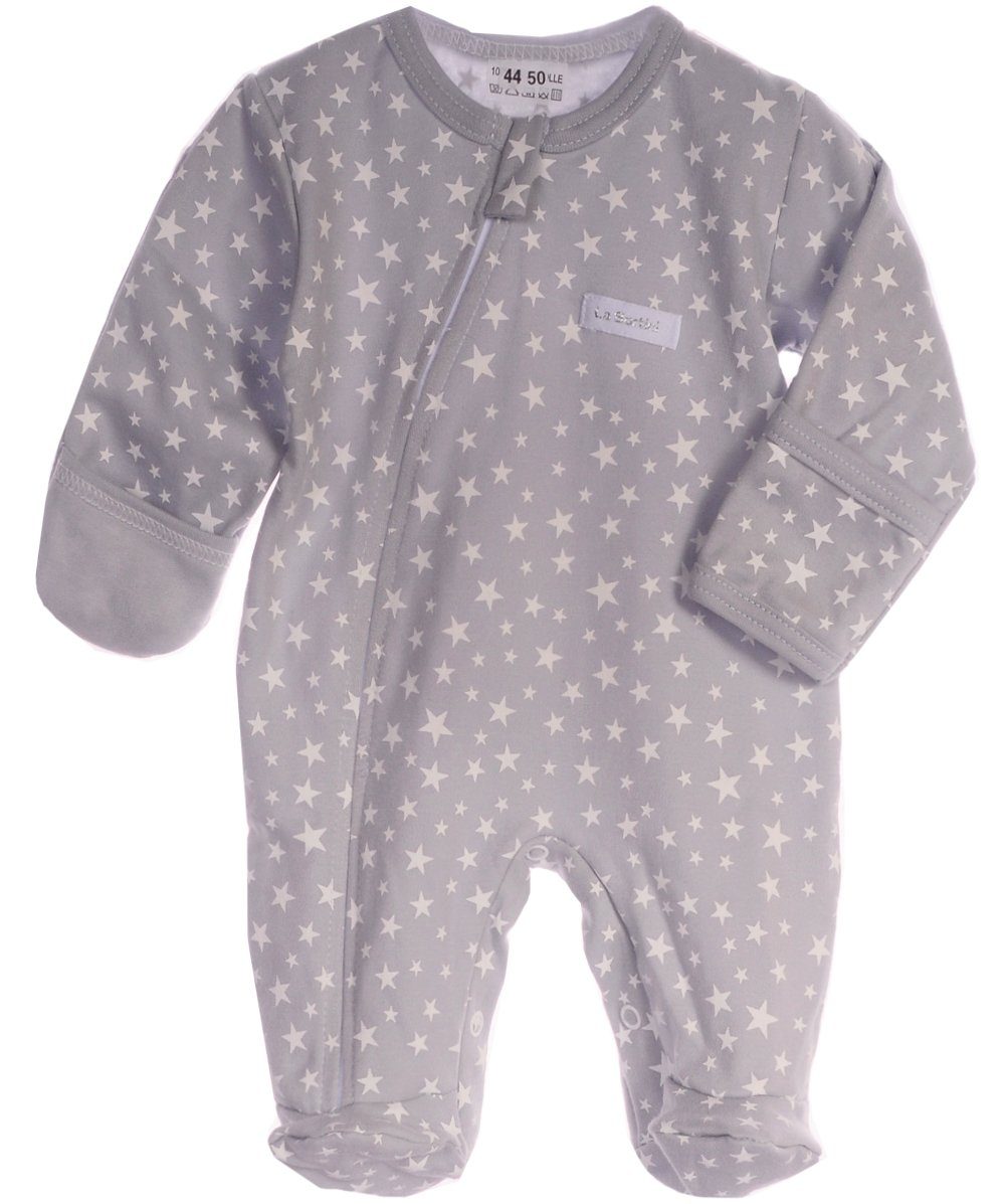 Schlafoverall Strampler Overall Baby Schlafanzug in Grau mit Sternen