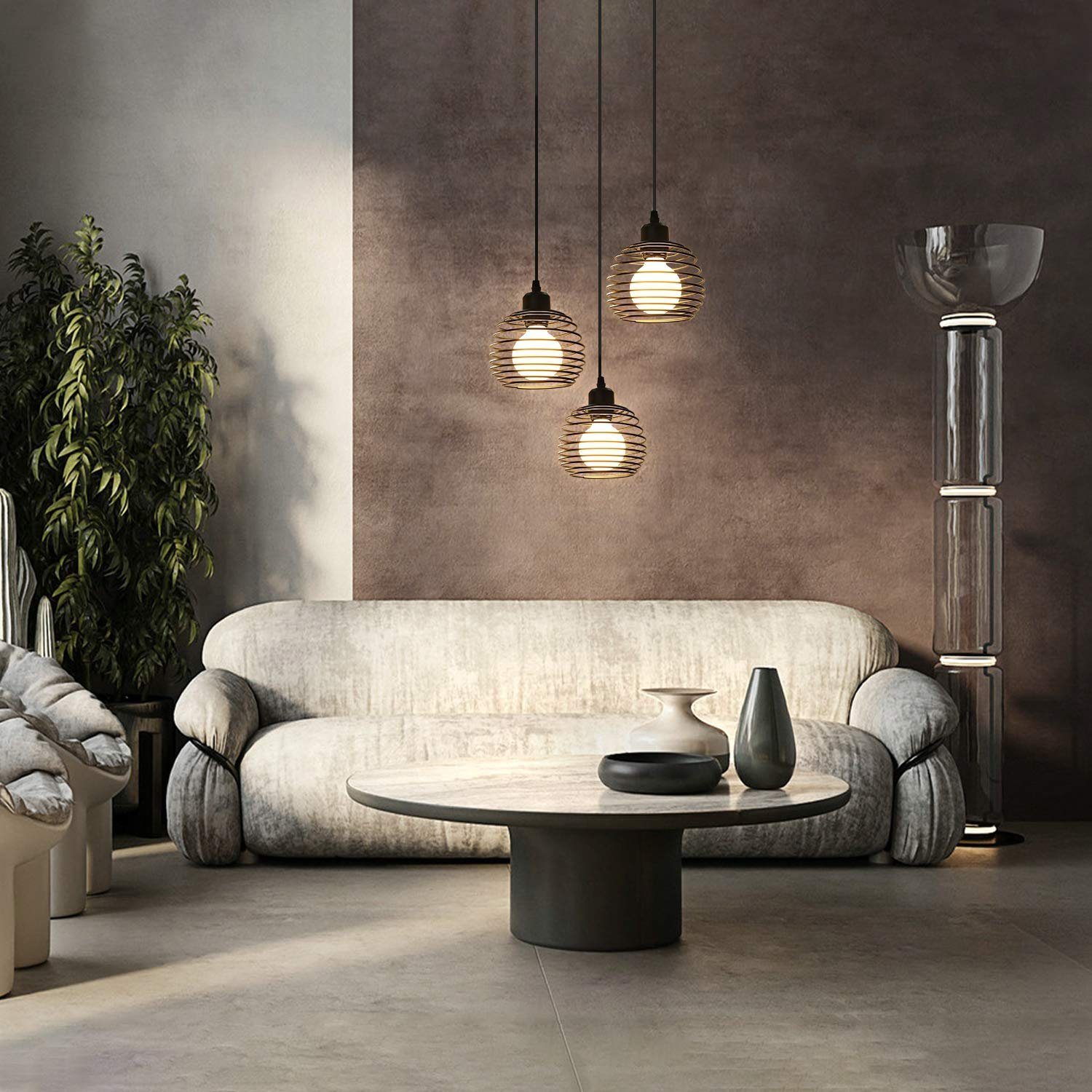 ZMH Pendelleuchte Vintage Pendelleuchte Schwarz E27 Pendellampe aus Metall, LED wechselbar