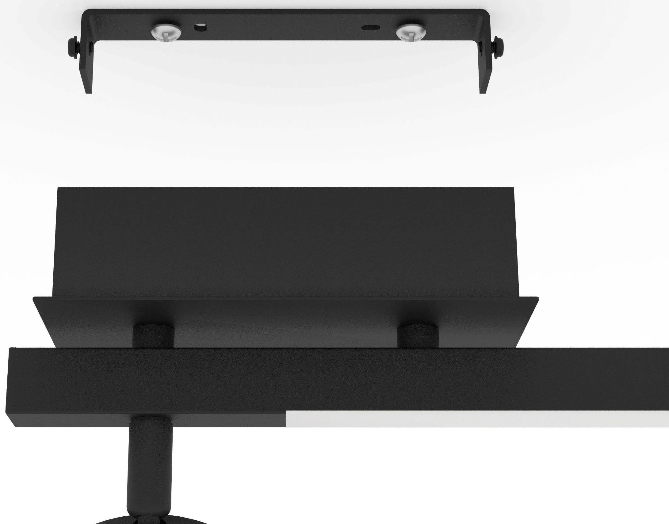 EGLO Deckenspot CARDILLIO 2 Strahler, Alu, Stahl und Kunststoff, Wohnzimerlampe, Lampe, LED fest integriert, Warmweiß, Spot, L16,5 x B6,5 x H22,5 cm, schwarz, 1X3,2W;1X2,2W inkl.