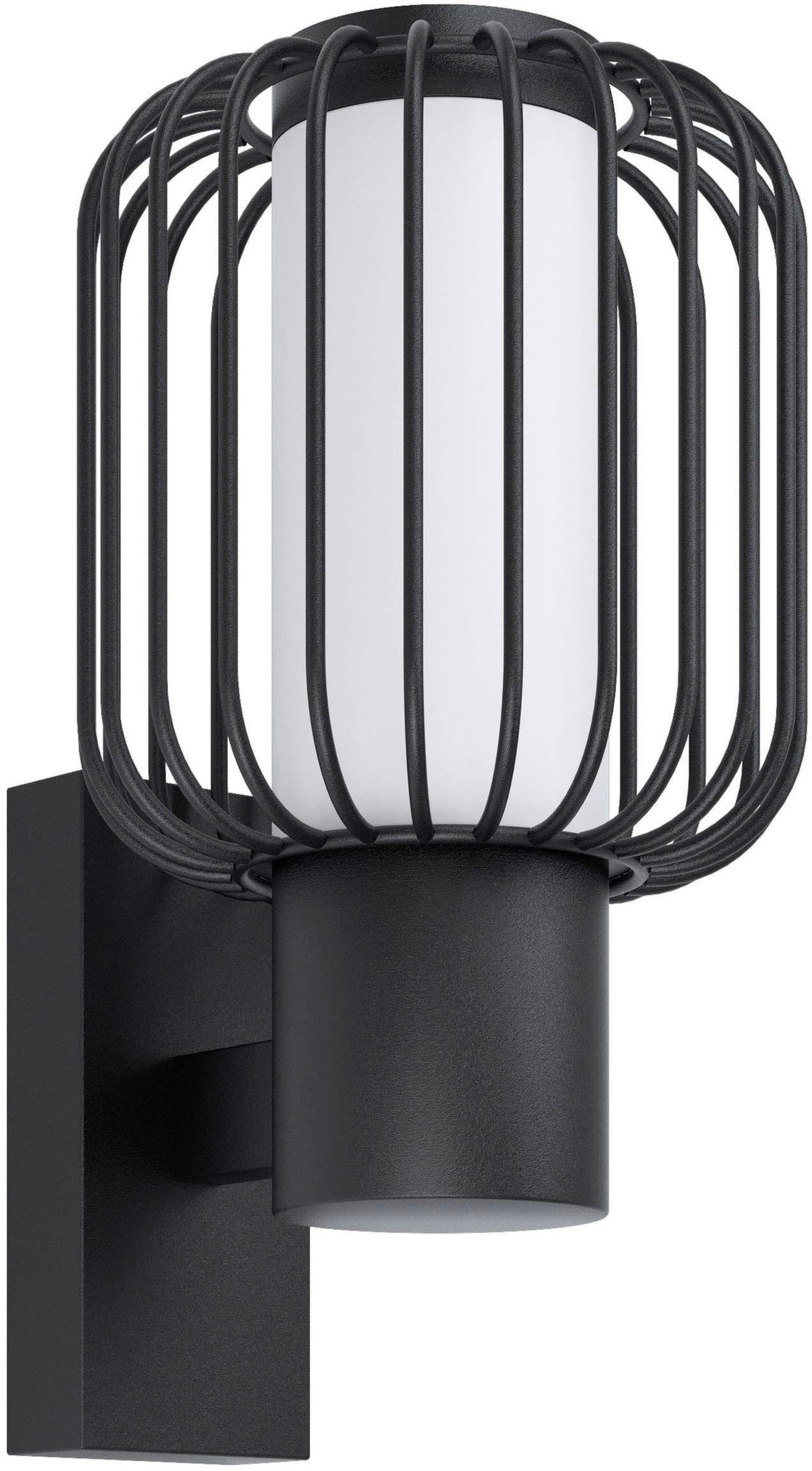 EGLO Wandleuchte Ravello Wandlampe, Stahl und Kunststoff, Außenlampe, E27, IP44, Lampe, ohne Leuchtmittel, Wand-/Deckenleuchte - L16,5 x H27,5 x AL22,5cm - schwarz - 1X28W exkl.