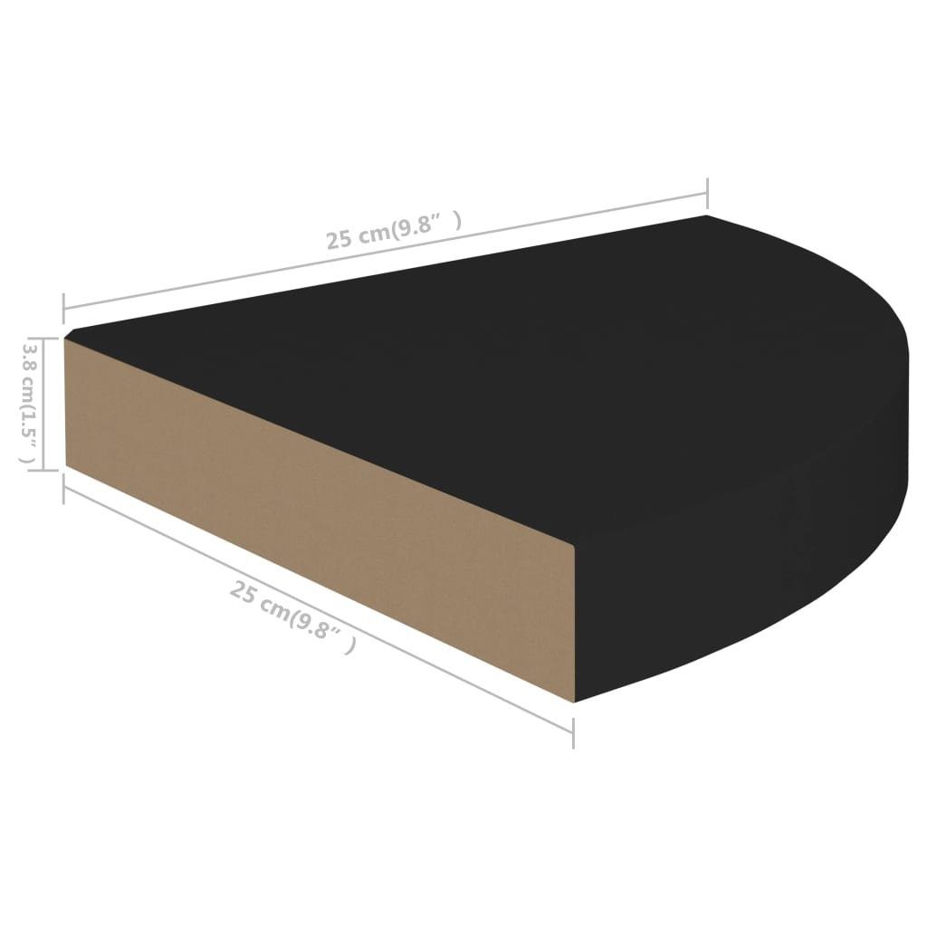 Schwarz Eck-Schweberegal Regal cm vidaXL 25x25x3,8 MDF