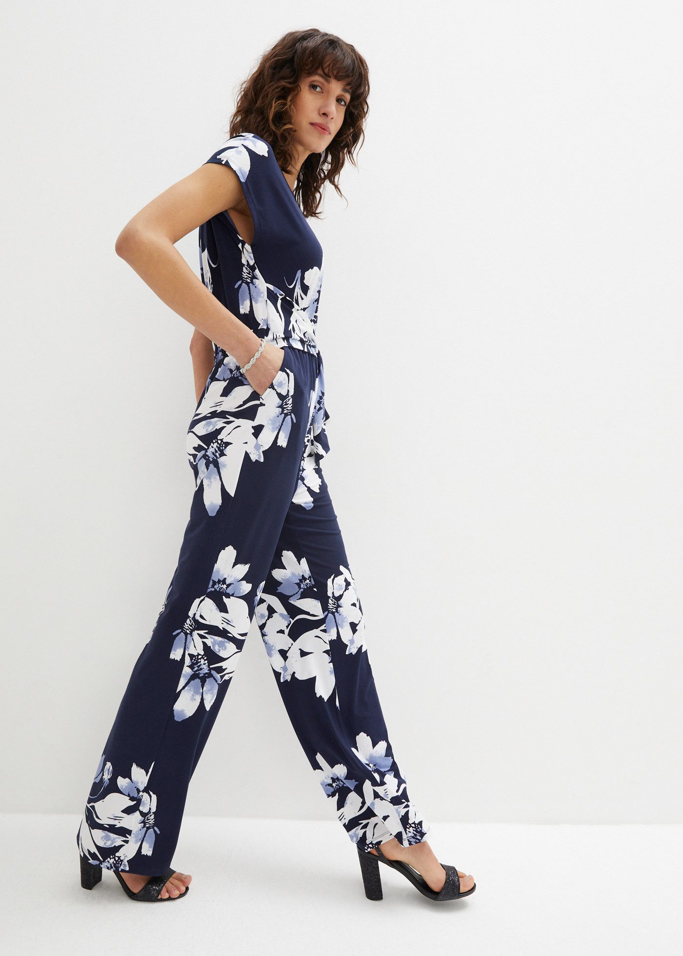 bonprix Jumpsuit für eleganten Look, mit Bindeband zur Taillenanpassung günstig online kaufen