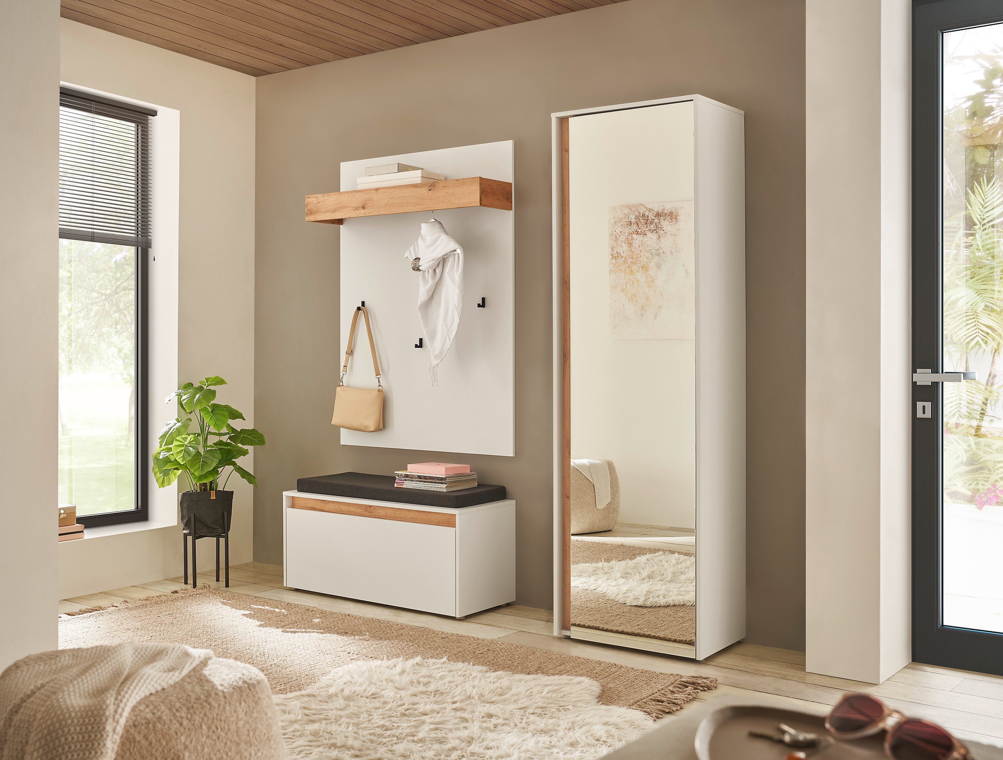 INOSIGN Garderobenpaneel GiRON/CiTY, Wandregal in vier Farben, Flurgarderobe mit Hutablage, mit Kleiderstange und Haken, 100 cm breit