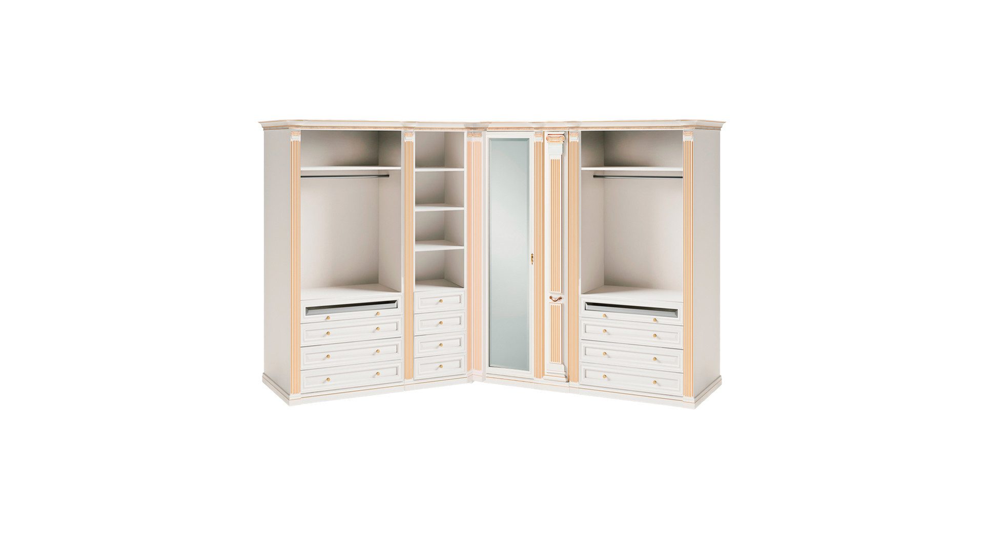 JVmoebel Eckschrank Exklusiver Weißer Eckschrank Designer Schlafzimmermöbel Luxus (Eckschrank) Made in Europa