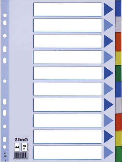 ESSELTE Aktenordner Esselte Kunststoff-Register, blanko, A4, PP, 10-teilig