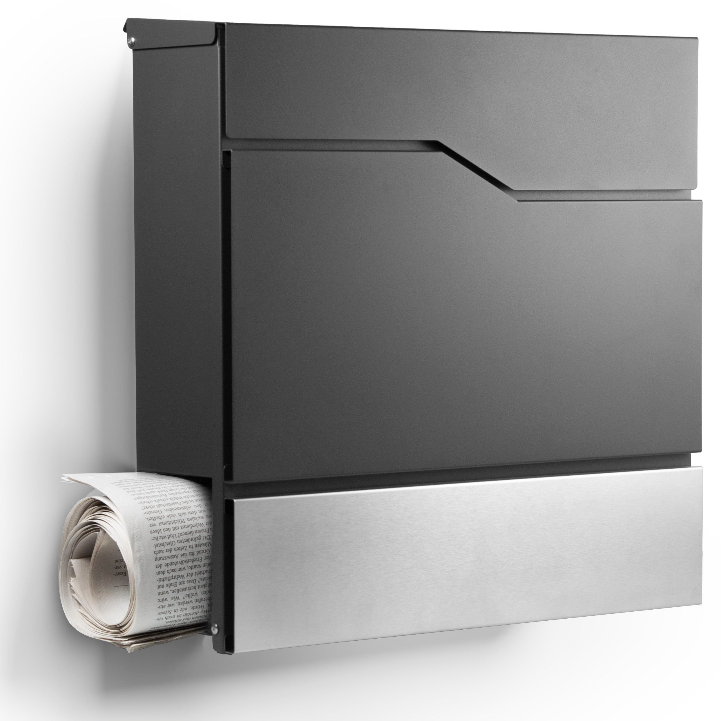 NewHabitat Briefkasten Moderner Wandbriefkasten Personalisierbar Anthrazit RAL7016 (Komplettset, Modell: Tokio), Rostfrei