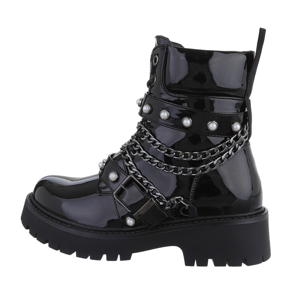 Damen Schnürschuhe Biker Westernstiefelette
